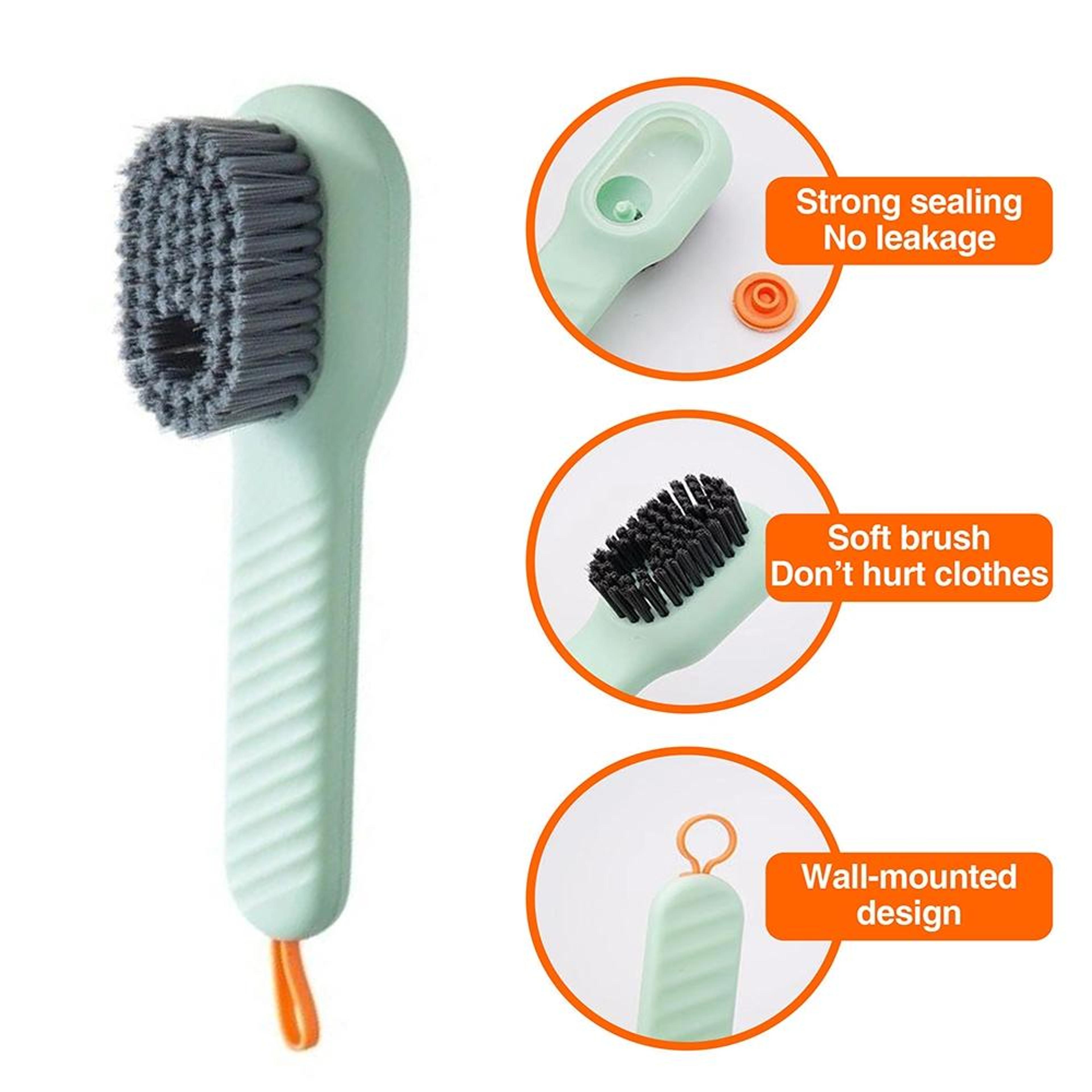 Press Dispensing Shoe Cleaning Brush With BuiltIn Soap Reservoir  Soft Nano Bristles 2