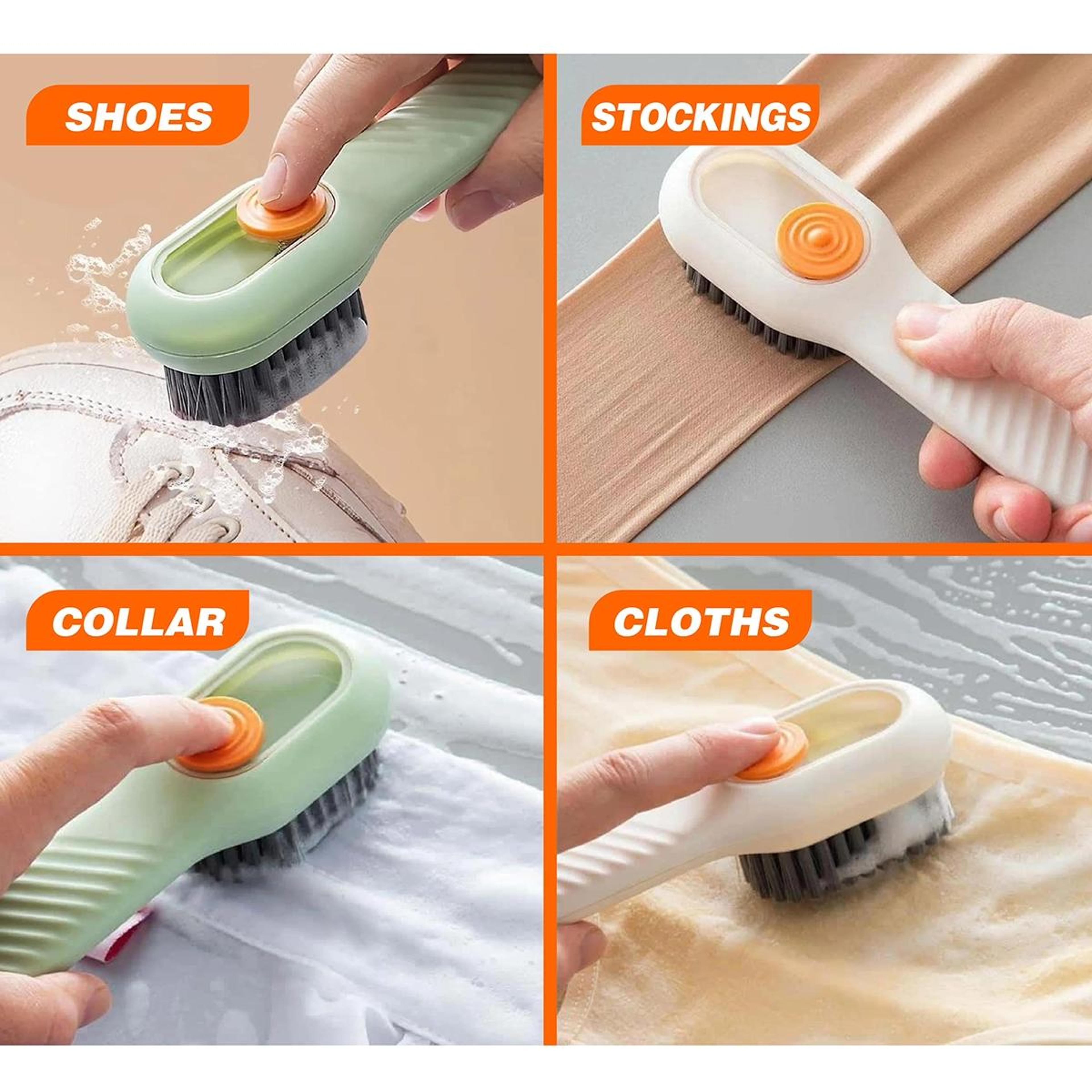 Press Dispensing Shoe Cleaning Brush With BuiltIn Soap Reservoir  Soft Nano Bristles 4