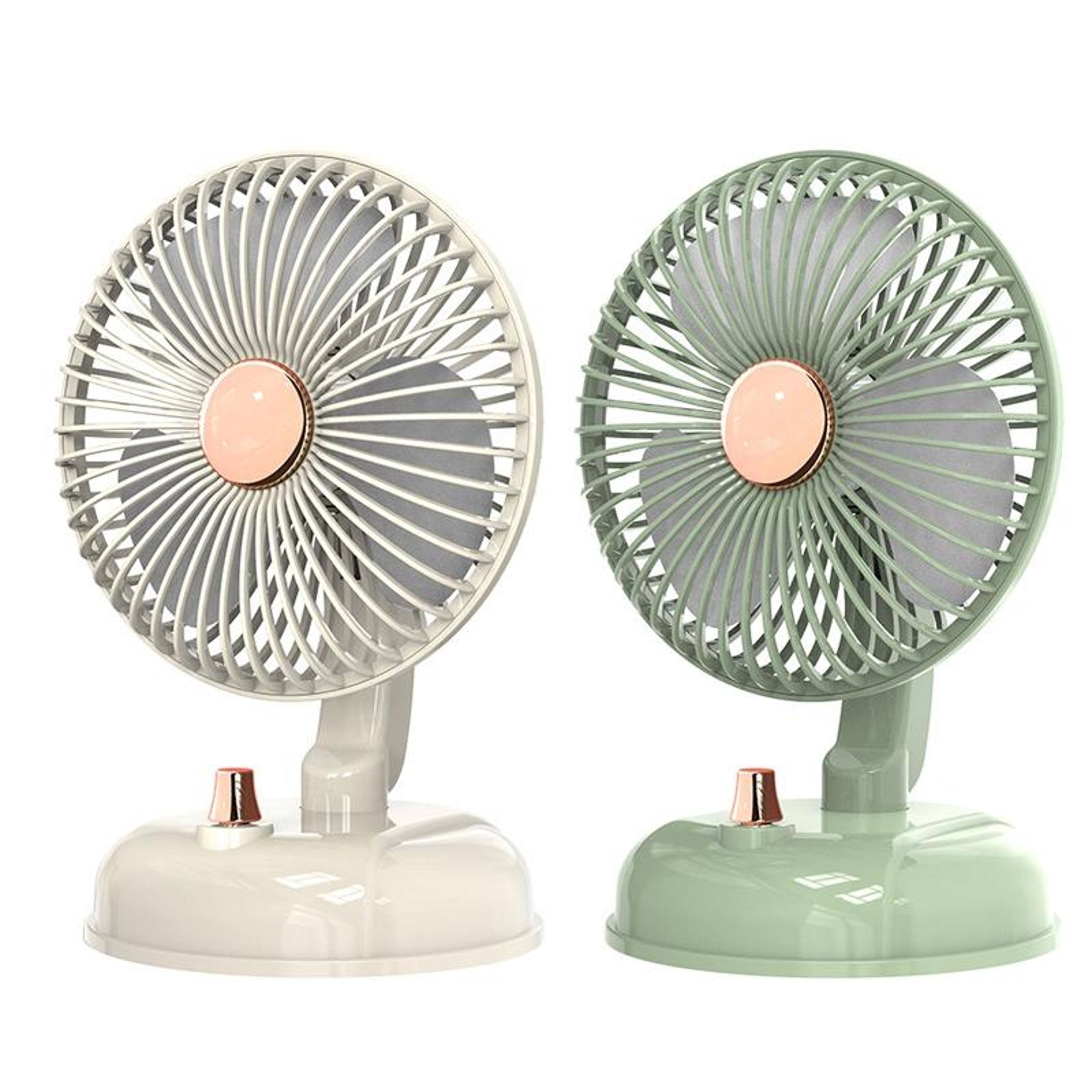 retro portable usb fan with quiet oscillation and adjustable speed for desk and travel