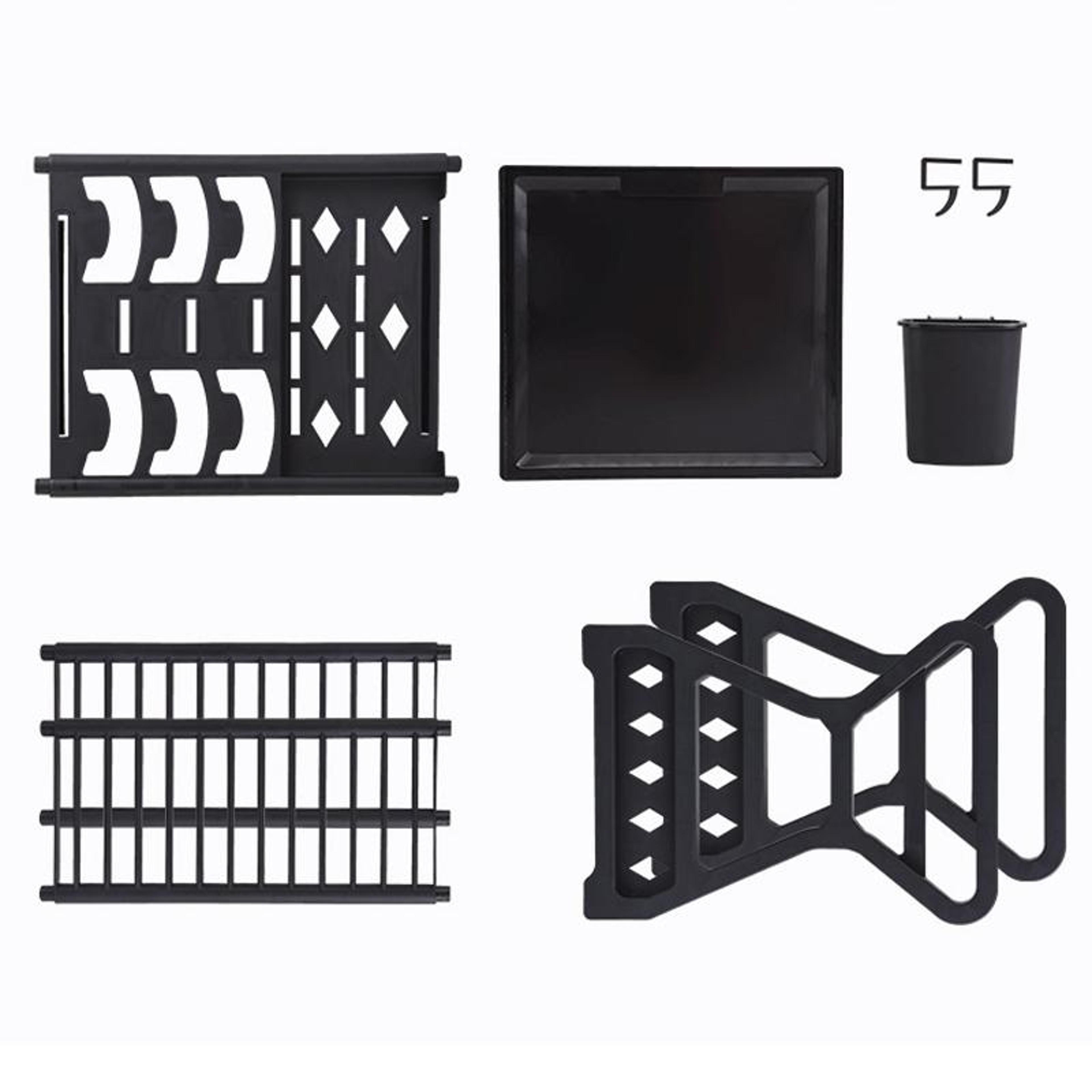 MultiLevel Dish Drying Rack Kitchen Storage Organizer With Drain Tray  Hooks 2