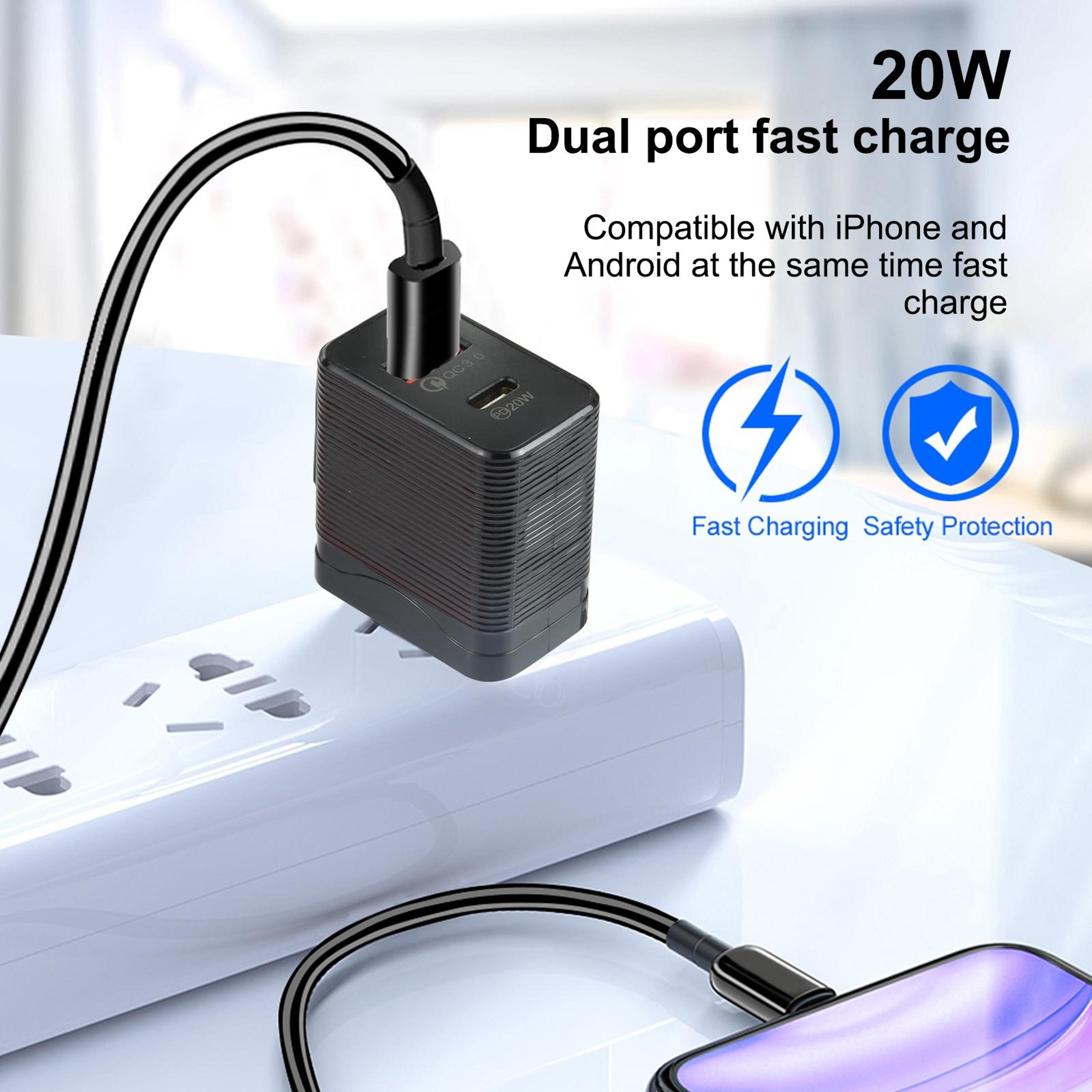Dual Port Fast USB C Charger 20W PD  QC Compact Travel Wall Adapter 8
