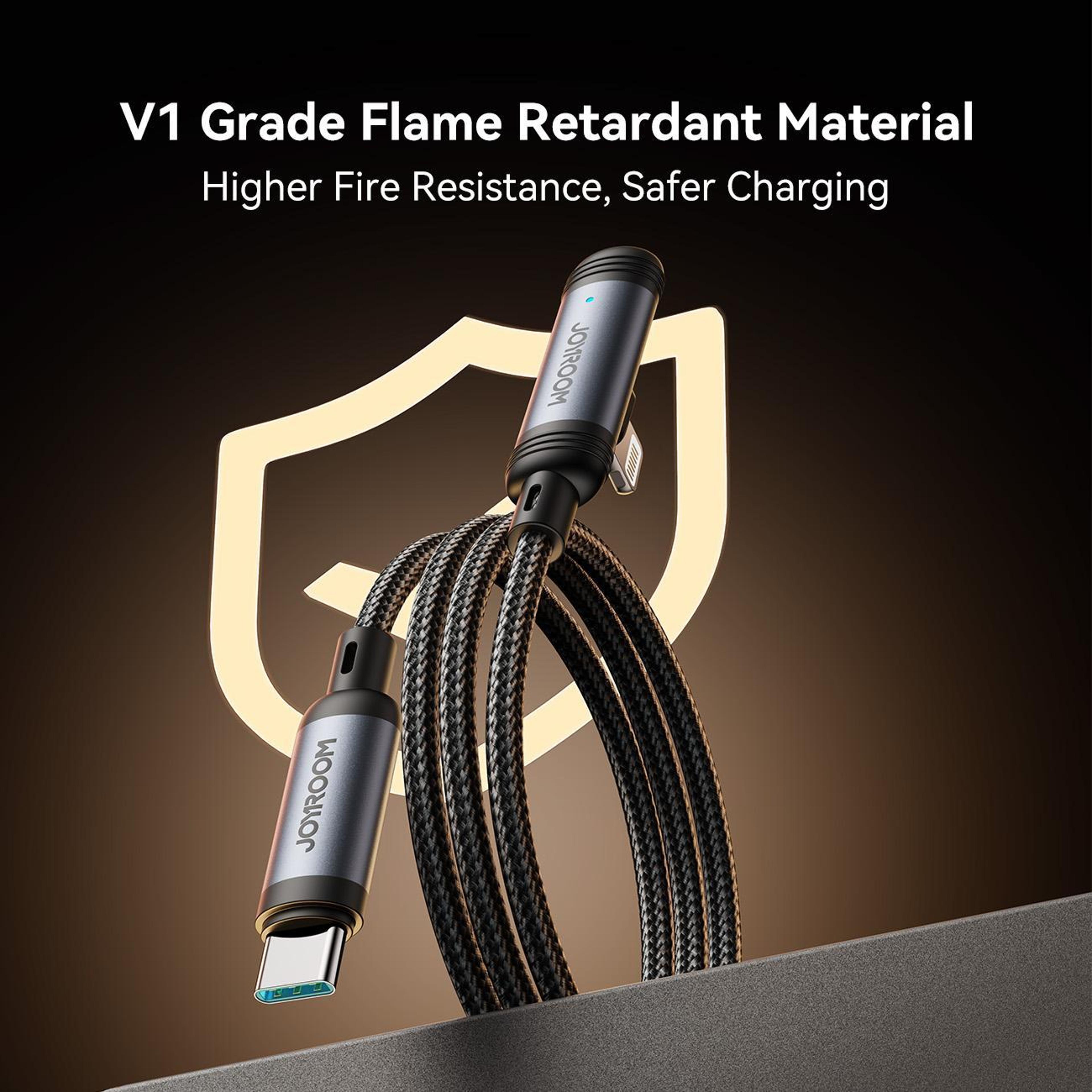 30W Fast Charging Type C To Lightning Cable 90 Degree Braided Charger 8