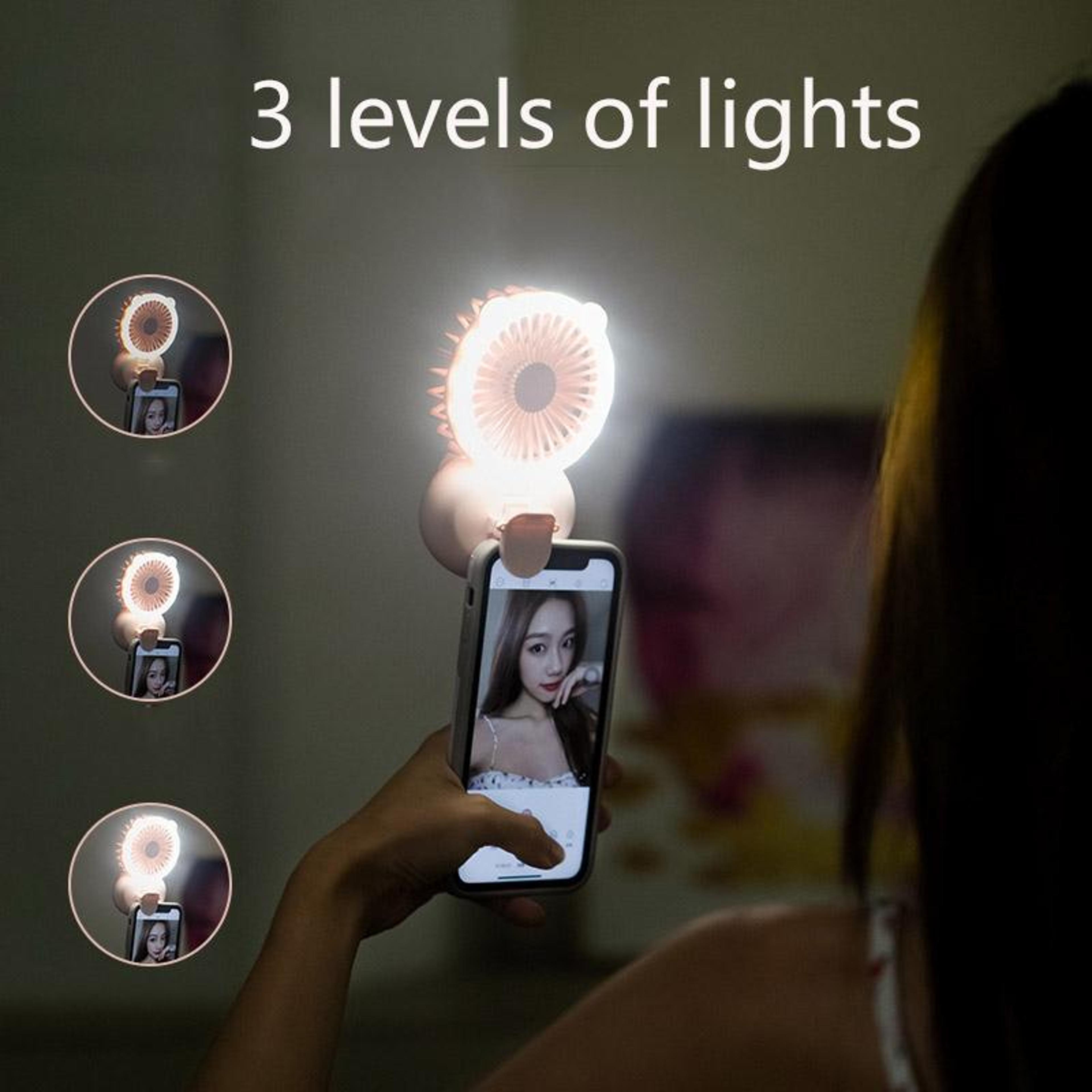 Portable Neck Fan With Clip  Fill Light Mini USB Desk Fan Foldable Handheld Cooling Fan 3