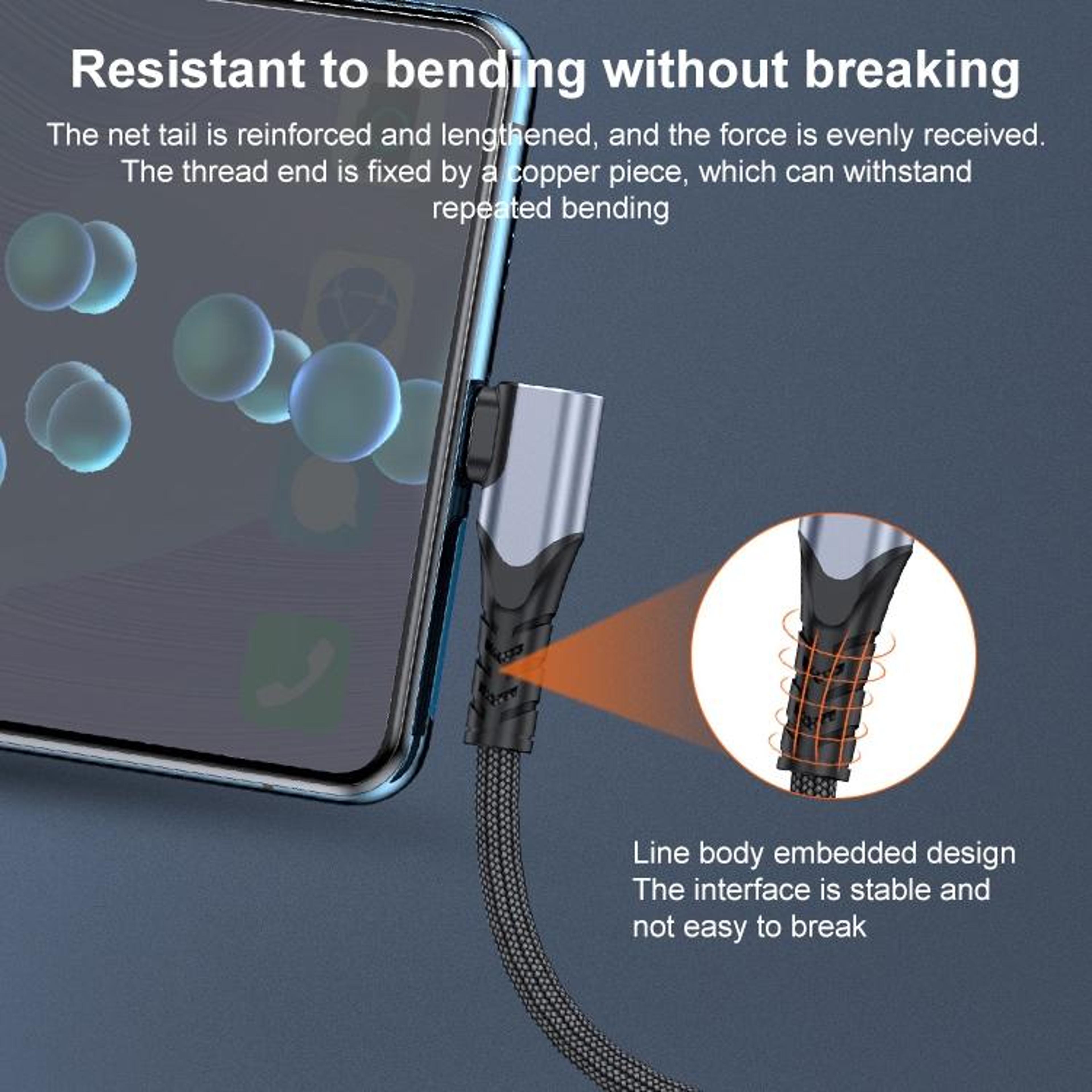 66W USB To USB C Elbow Fast Charging Cable For Gaming Phones 6