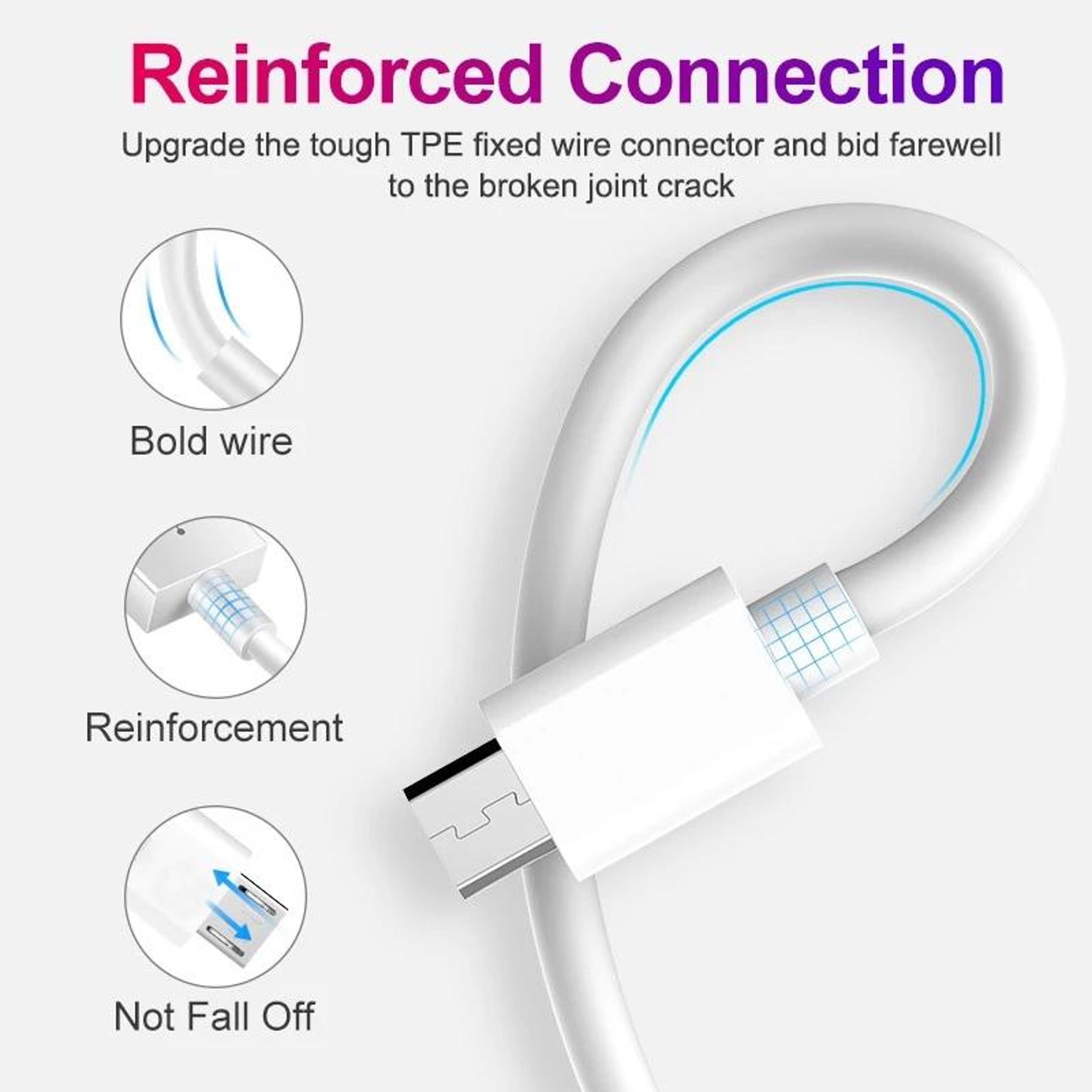 USB To Micro USB Charging Cable Durable Copper Core Fast Charge Cord 4