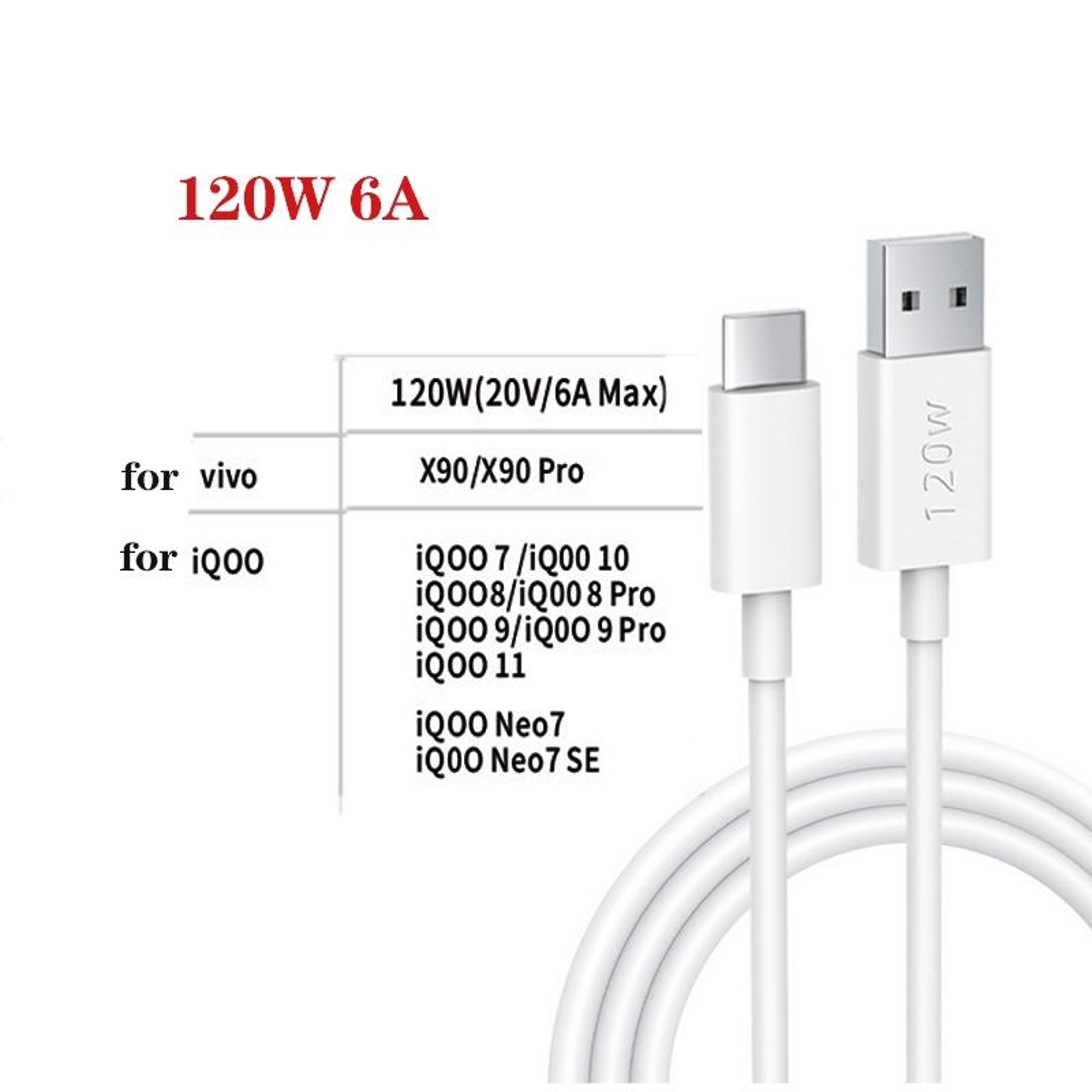 120W Fast Charging USB To USB C Cable 6A High Speed Data  Power Cable 3