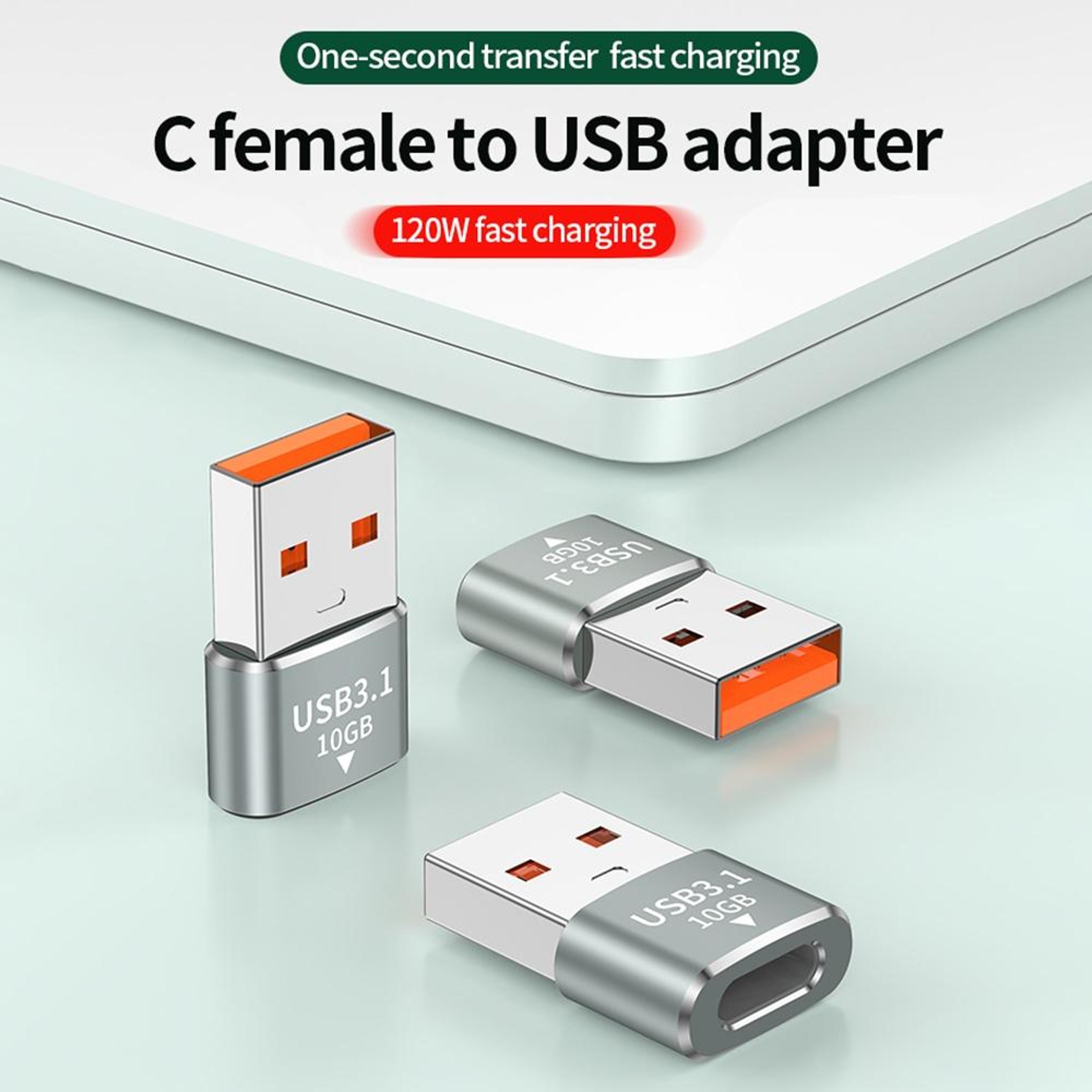 120W USB To Type C OTG Adapter 10Gbps Fast Data Transfer Compact Converter 1
