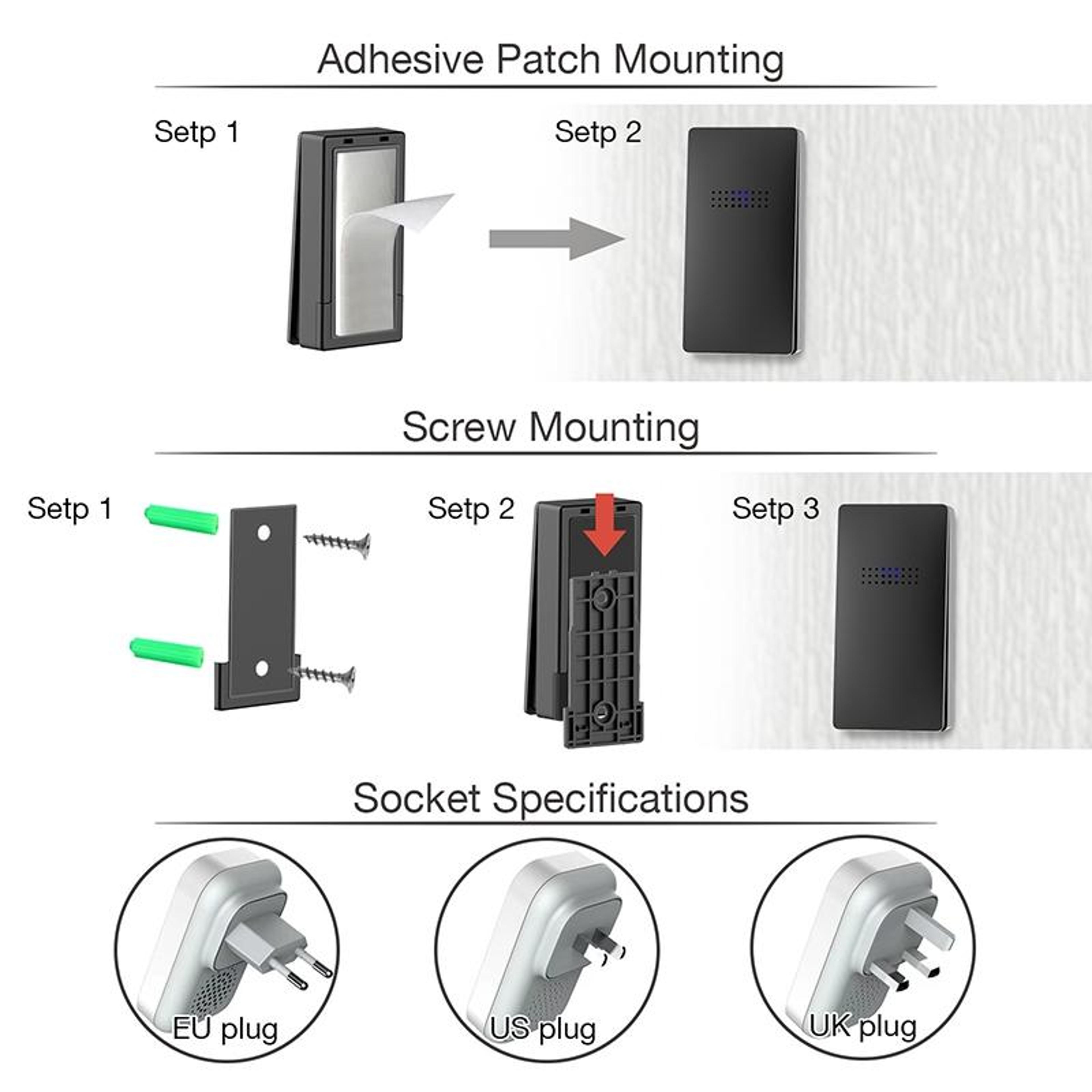 Smart Wireless Doorbell With Temperature Display  Elderly Pager System 10