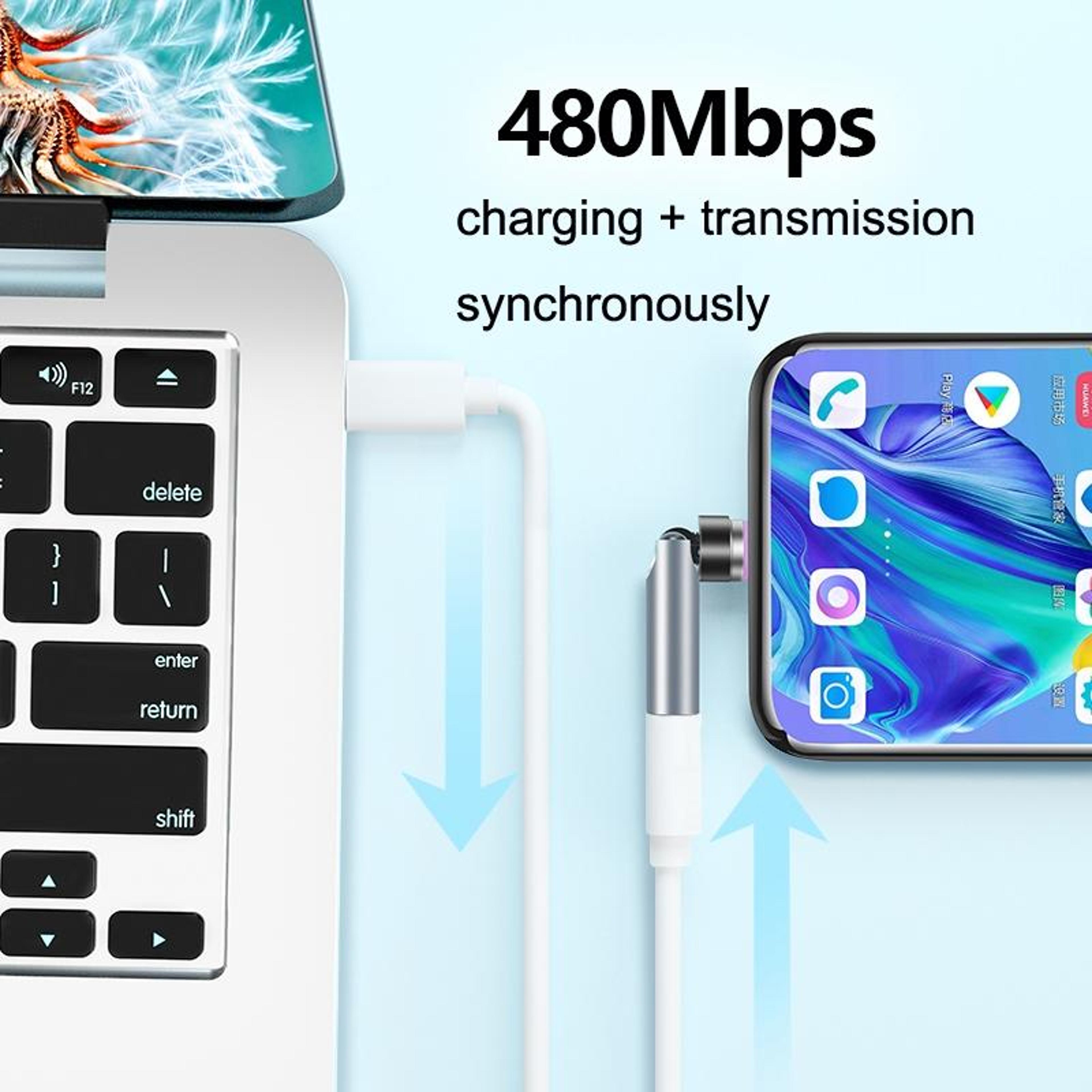 Magnetic USB C Fast Charging Cable 540 Rotating Head With 7 Pin Data Transfer 3