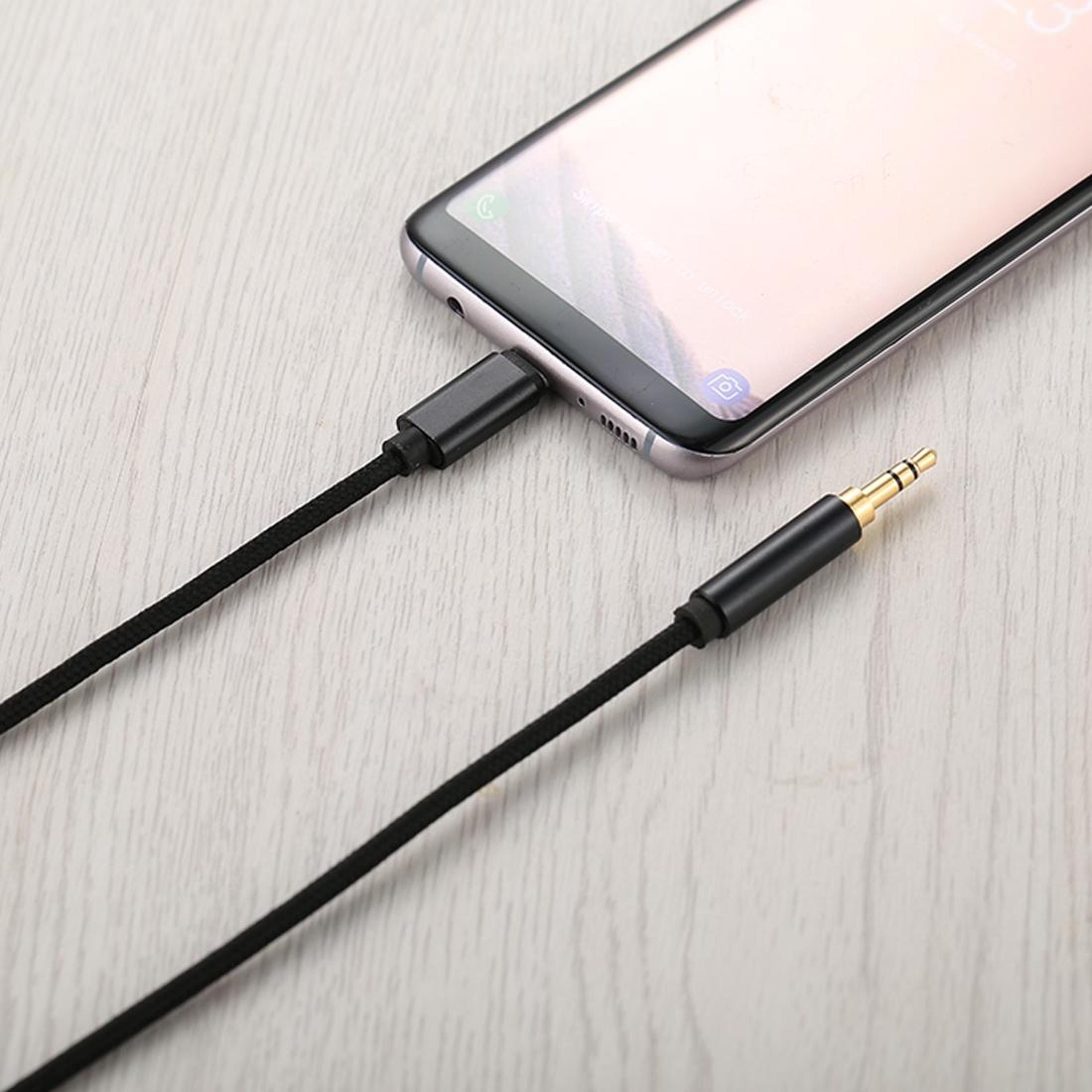type c to 3.5mm audio cable braided nylon aux cord for car and speakers