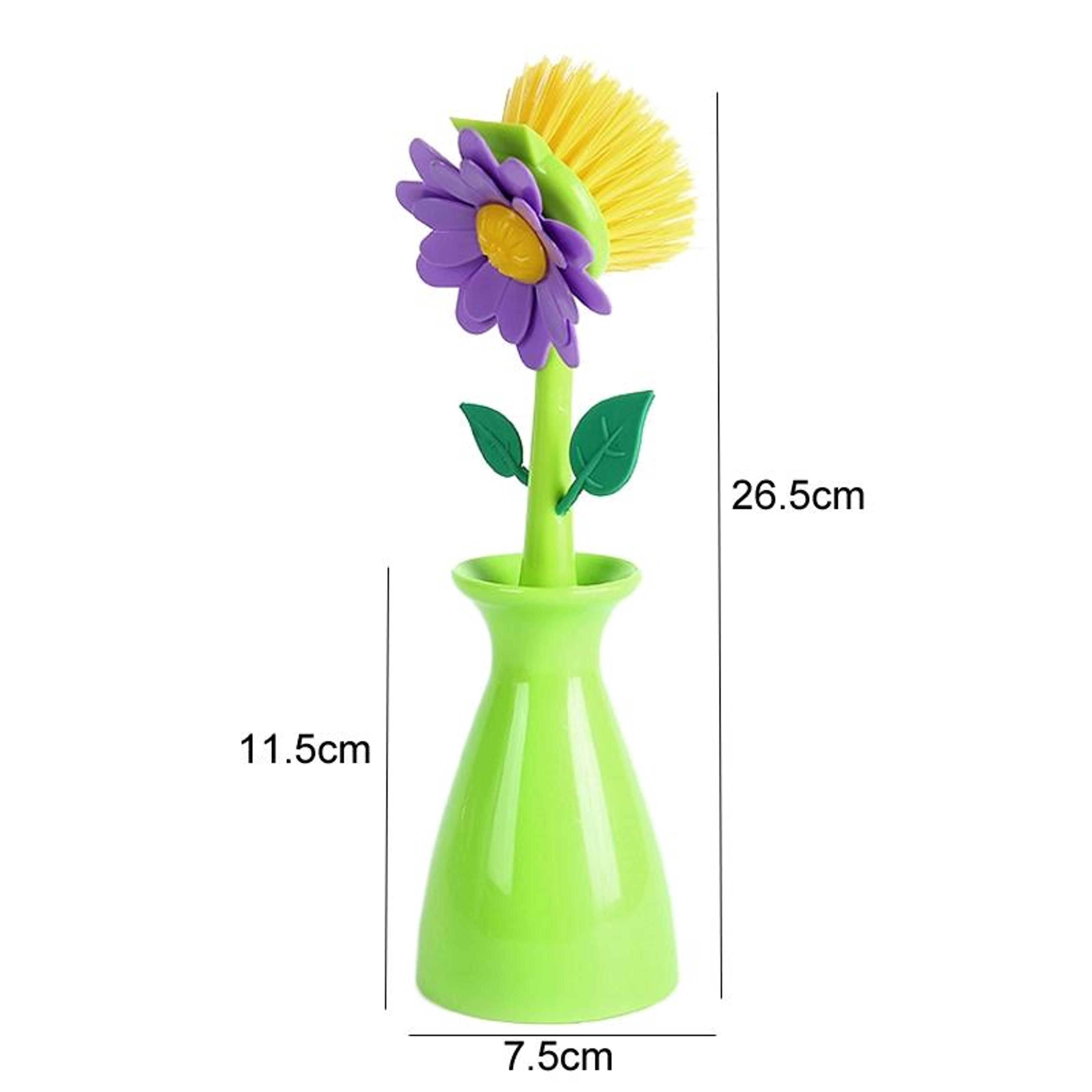 Flower Long Handle Dish Brush For Pots Sinks And Stovetops 3