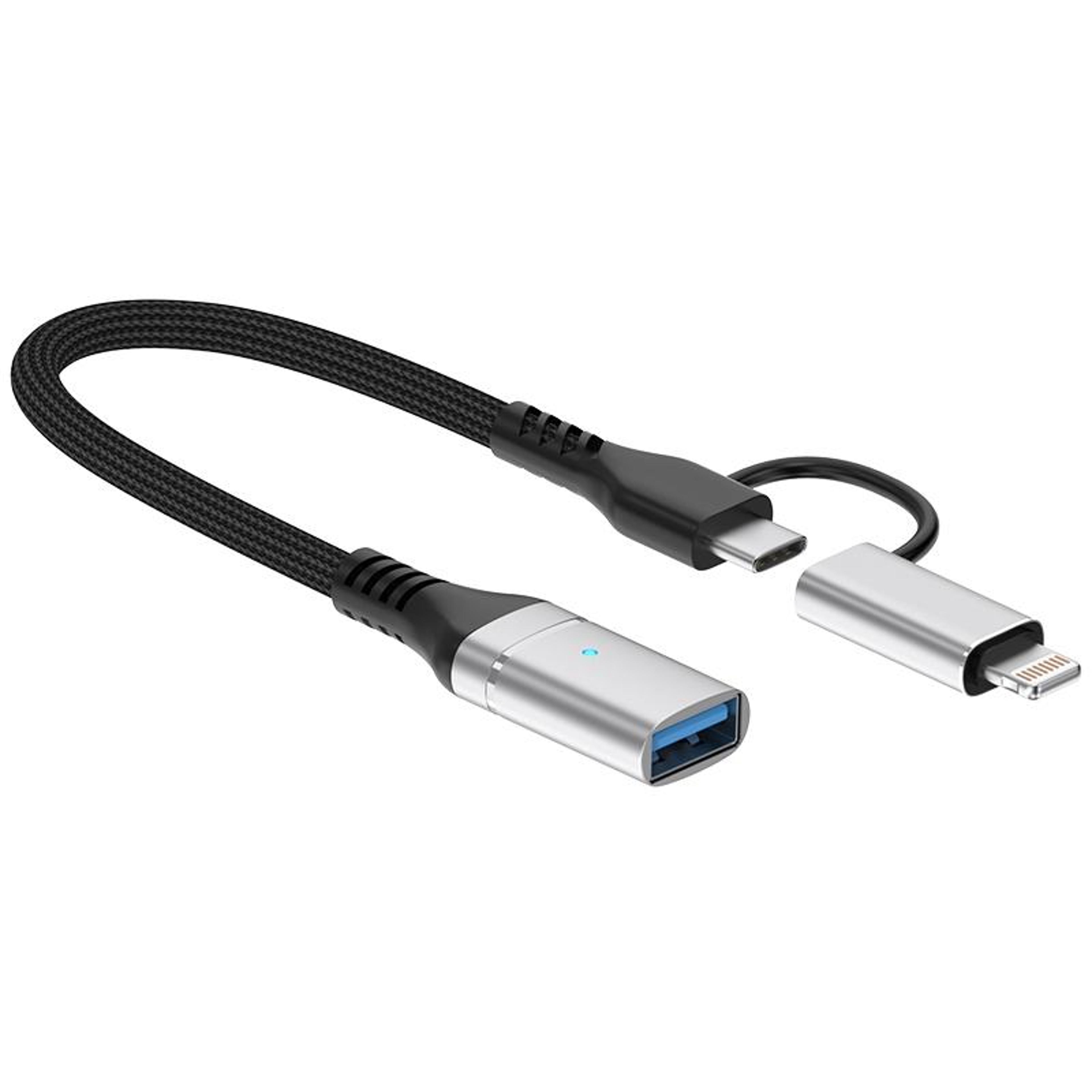 2 In 1 USB C OTG Adapter  Lightning OTG Adapter USB Fast Data Sync Converter 3