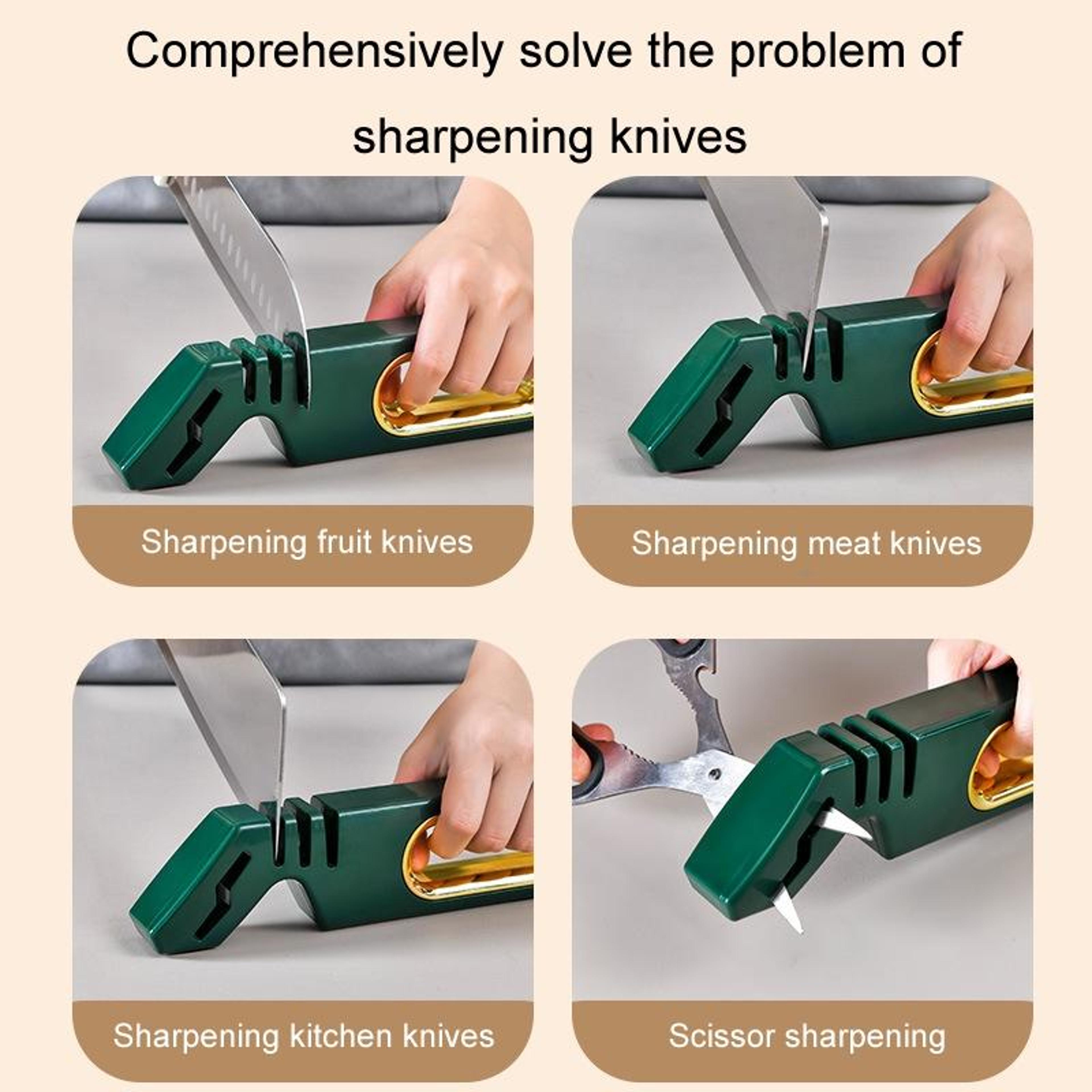Manual Knife Sharpener For Kitchen Knives With Diamond Ceramic Tungsten Slots 9