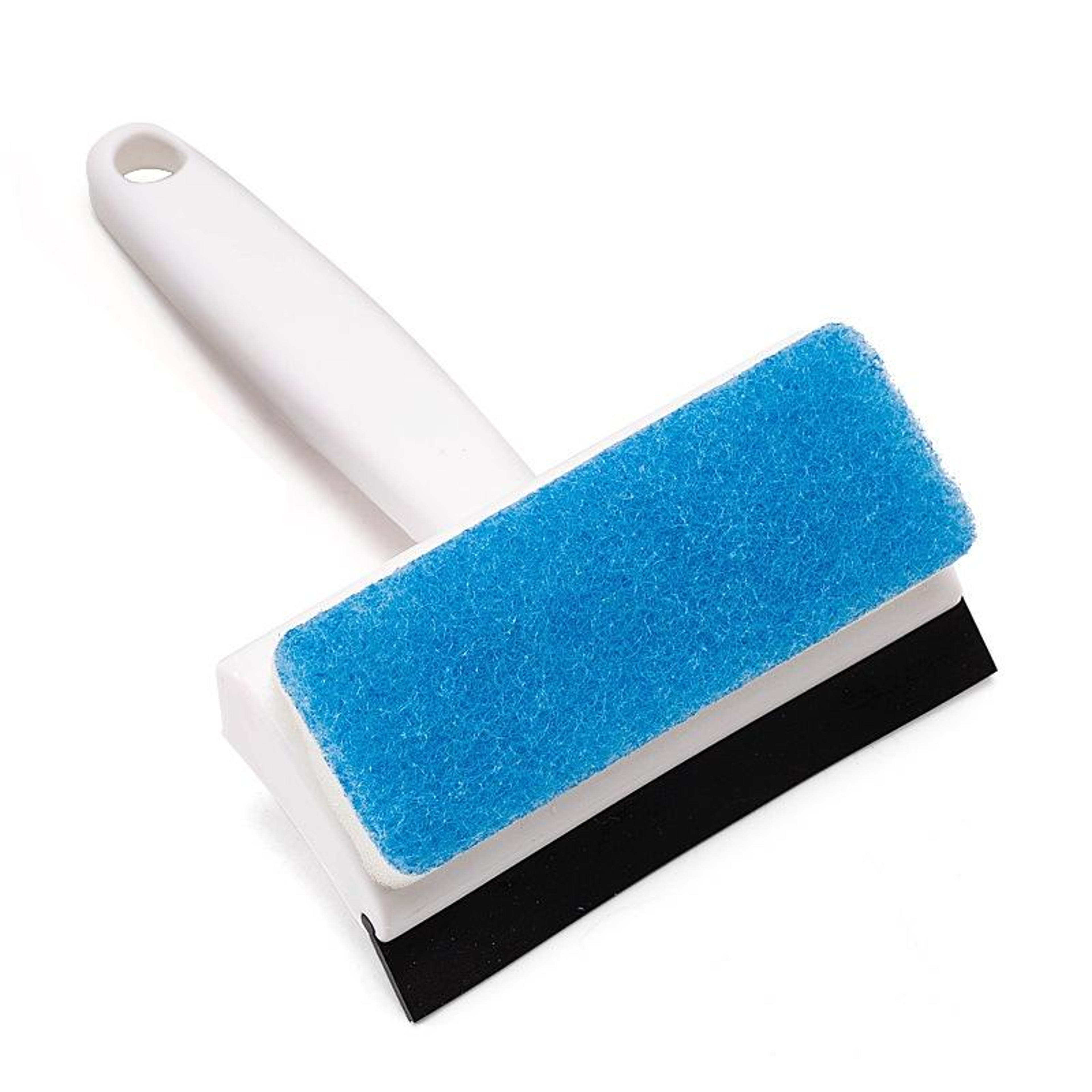 all-in-one bathroom cleaning brush with glass window wiper & mirror cleaning tool for shower walls and glass surfaces