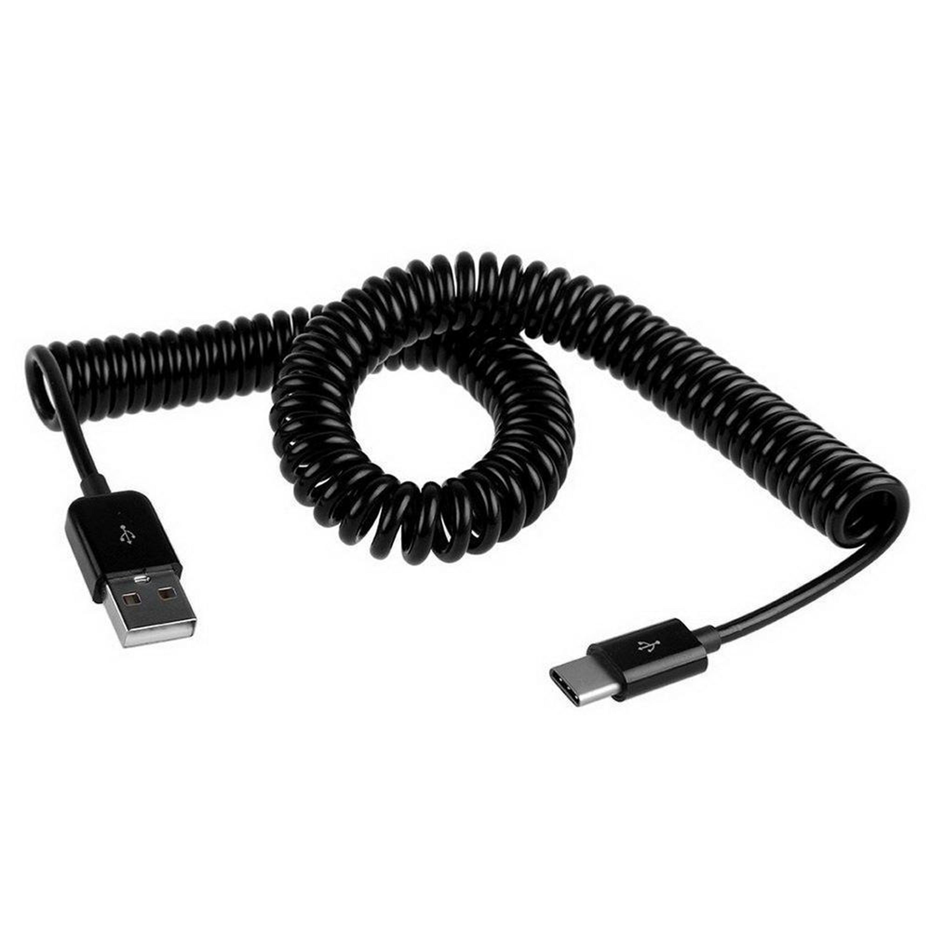 Retractable USB C Cable Fast Charge Data Sync Spring Cord 2M Stretch 4