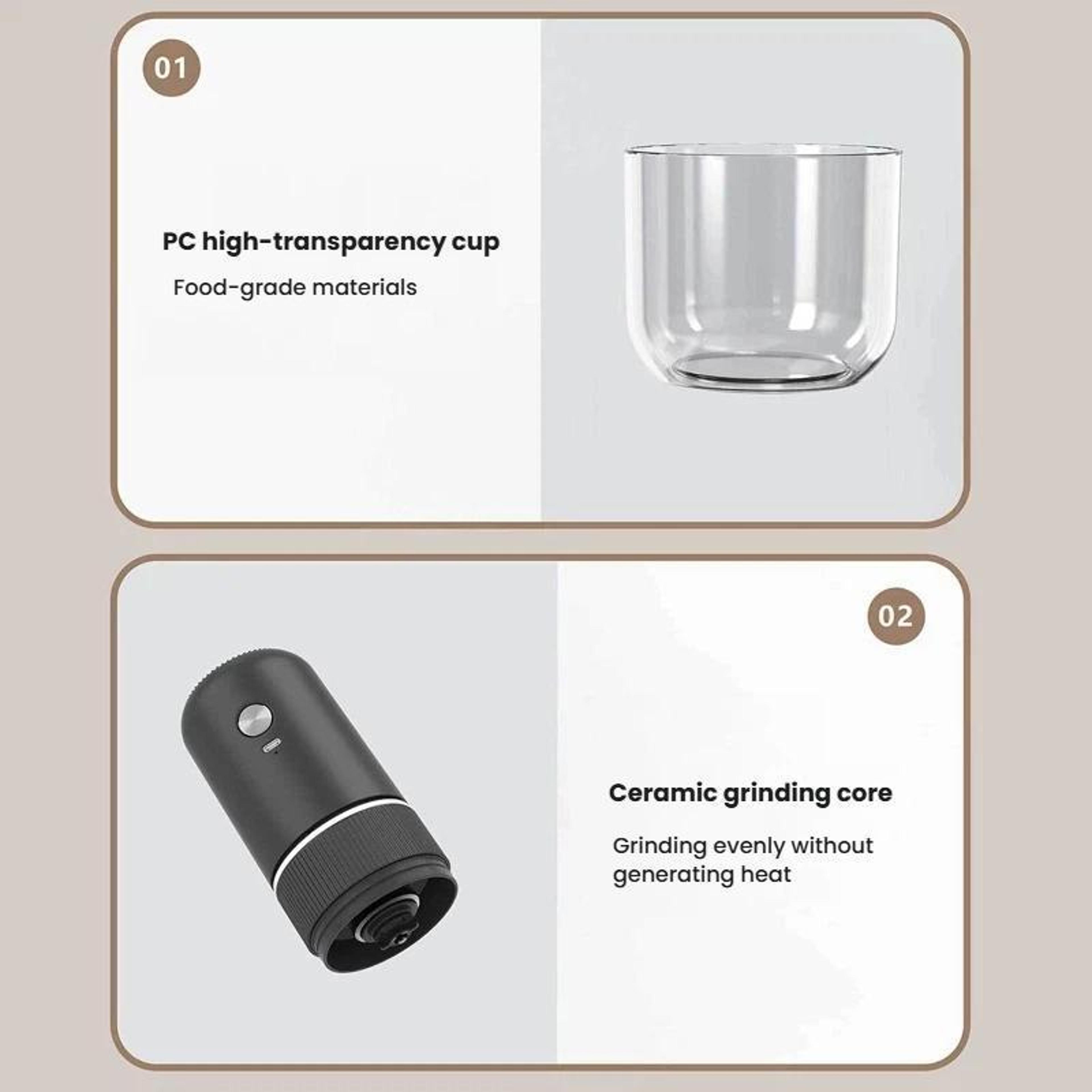 Portable Electric Coffee Grinder With Ceramic Burr Adjustable Grind AutoStop  USBC Charging 6