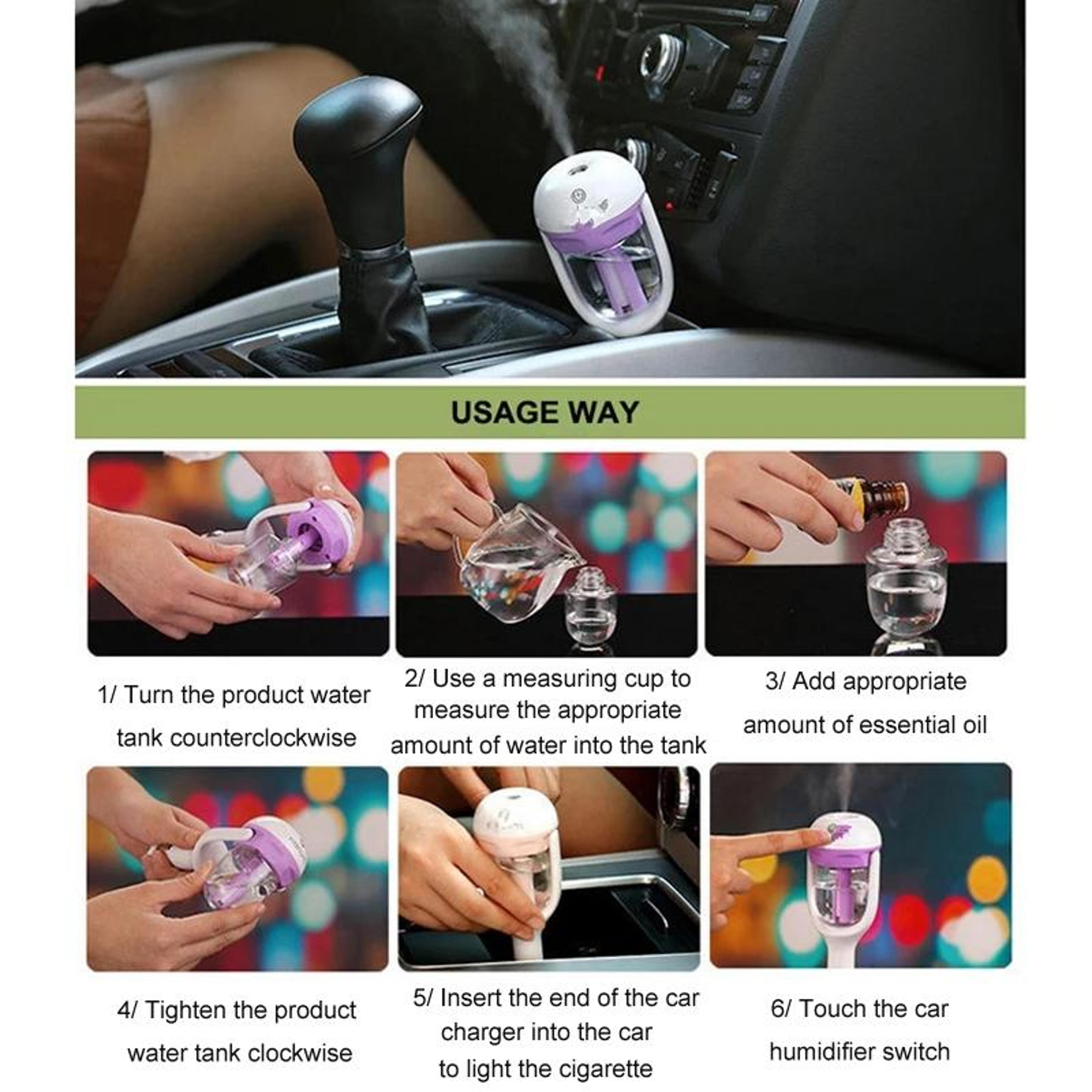 Violet Car Humidifier Diffuser With Aromatherapy And Negative Ion Air Purifier 3