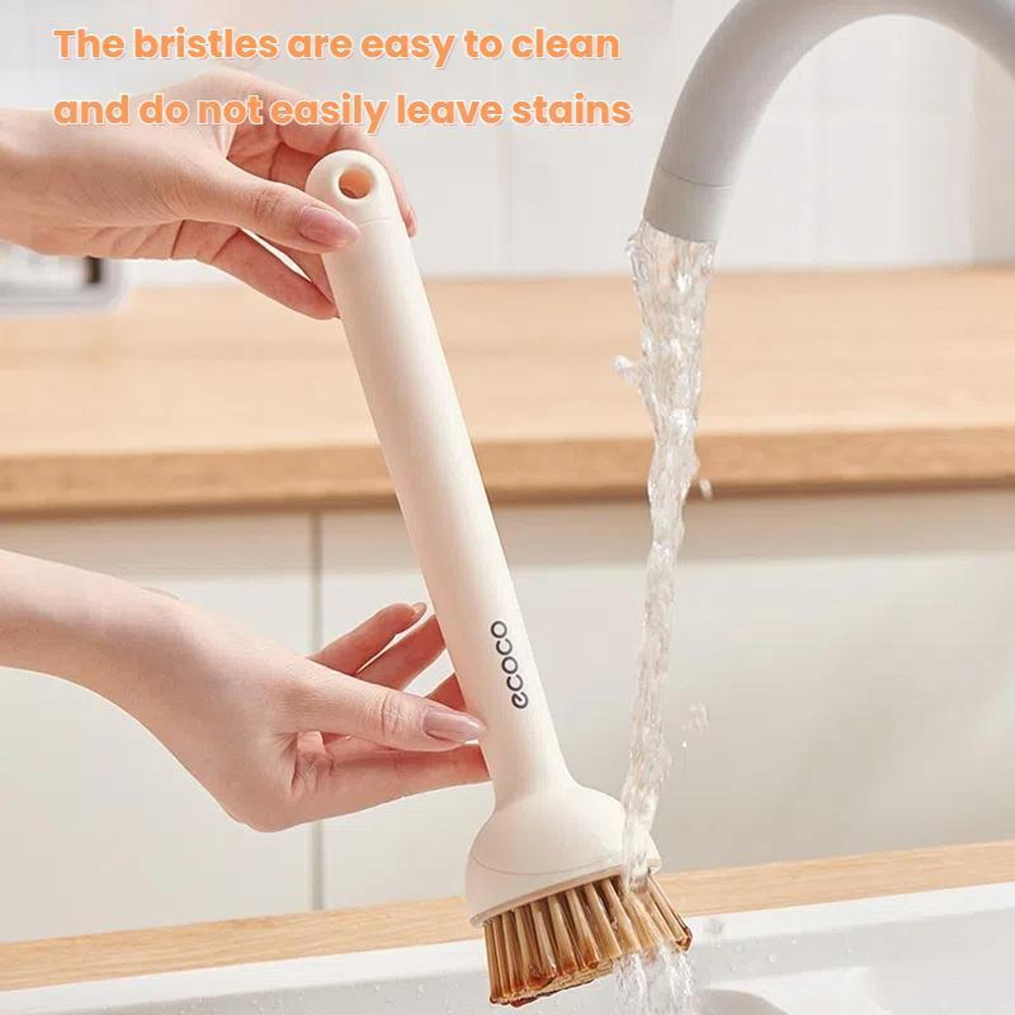 Ecoco Pot  Kitchen Dishwashing Brush Set Long Handle Rotatable  Squeezeable Scrubber 3