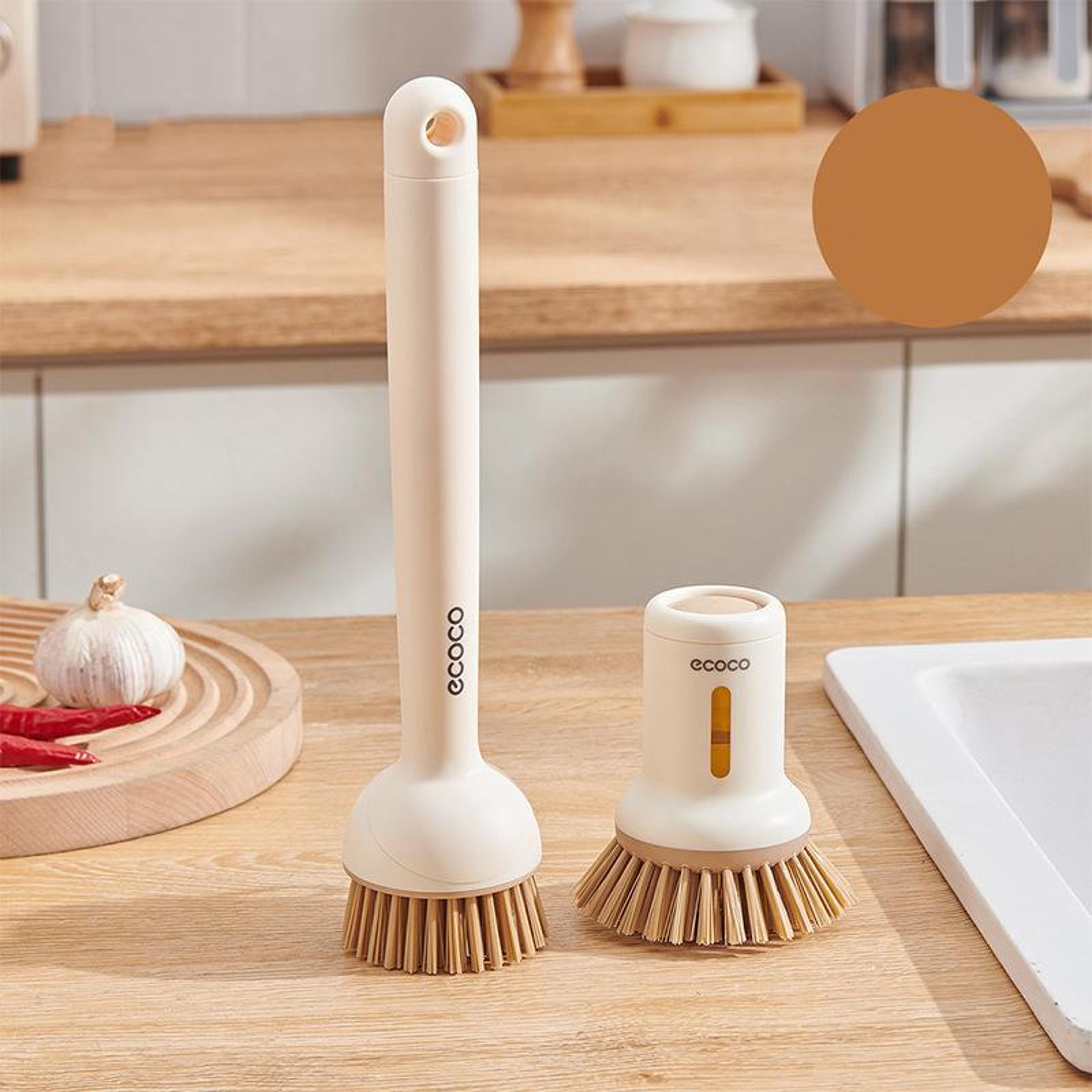 Ecoco Pot  Kitchen Dishwashing Brush Set Long Handle Rotatable  Squeezeable Scrubber 7