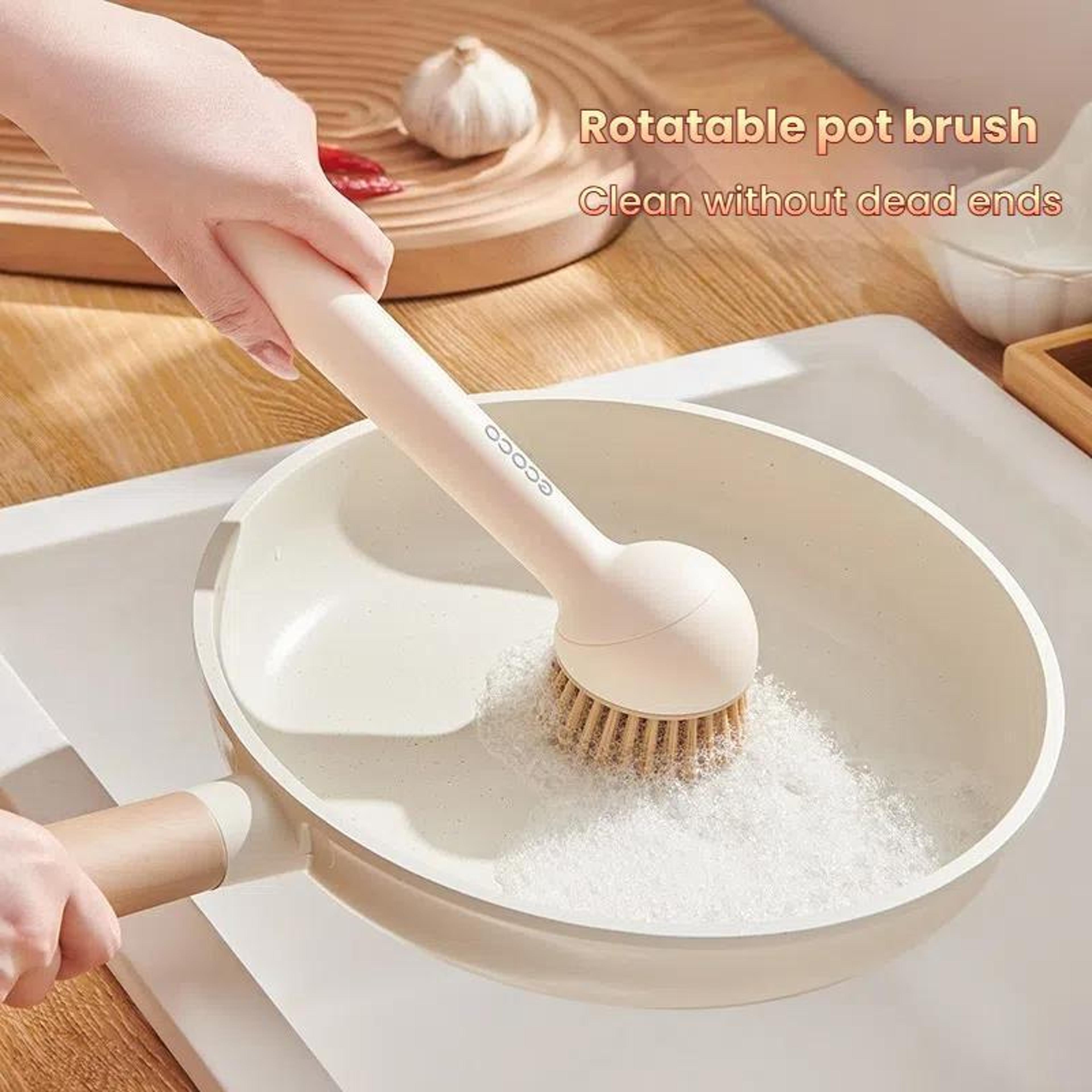 Ecoco Pot  Kitchen Dishwashing Brush Set Long Handle Rotatable  Squeezeable Scrubber 8