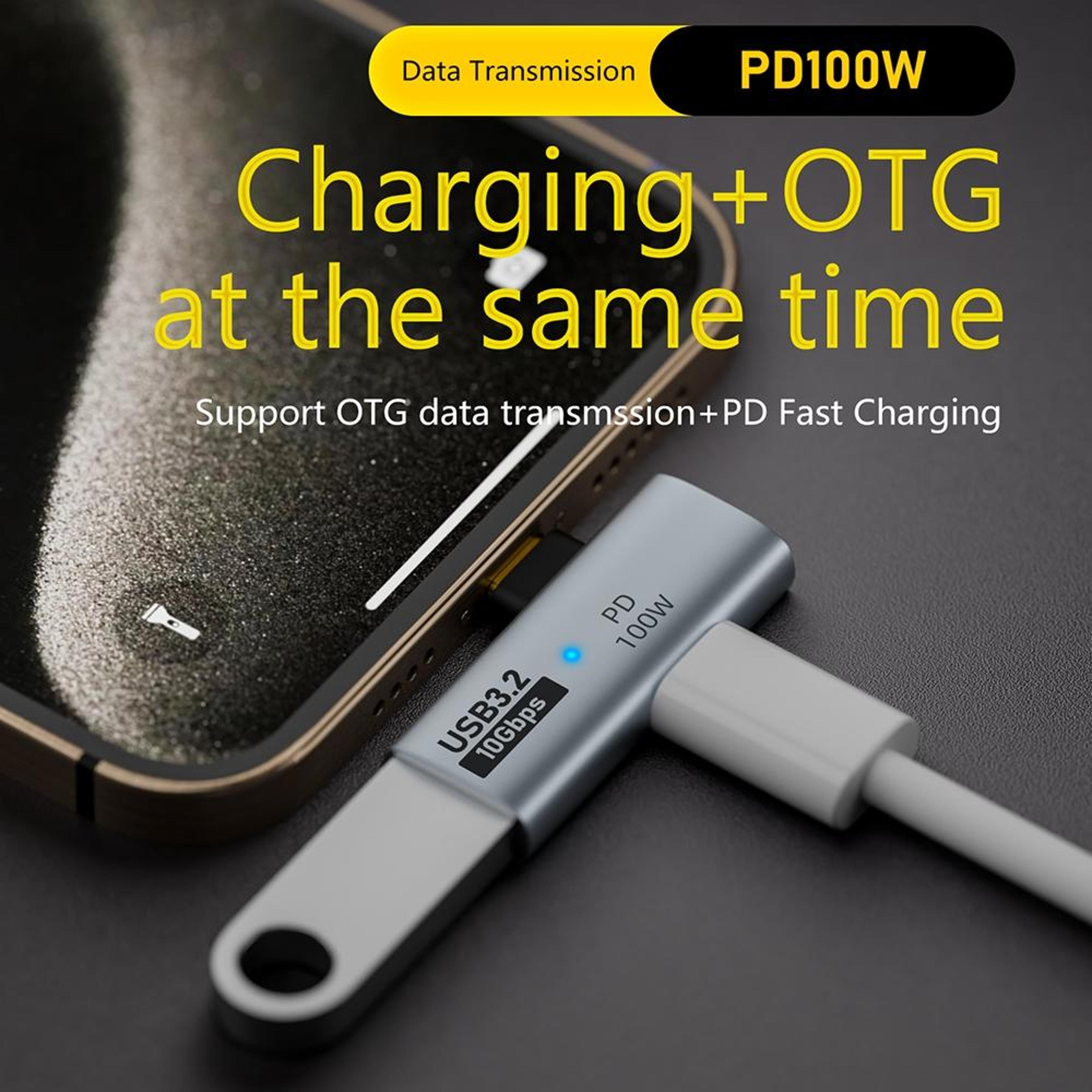 USB C OTG Adapter With PD 100W Fast Charging Splitter 4
