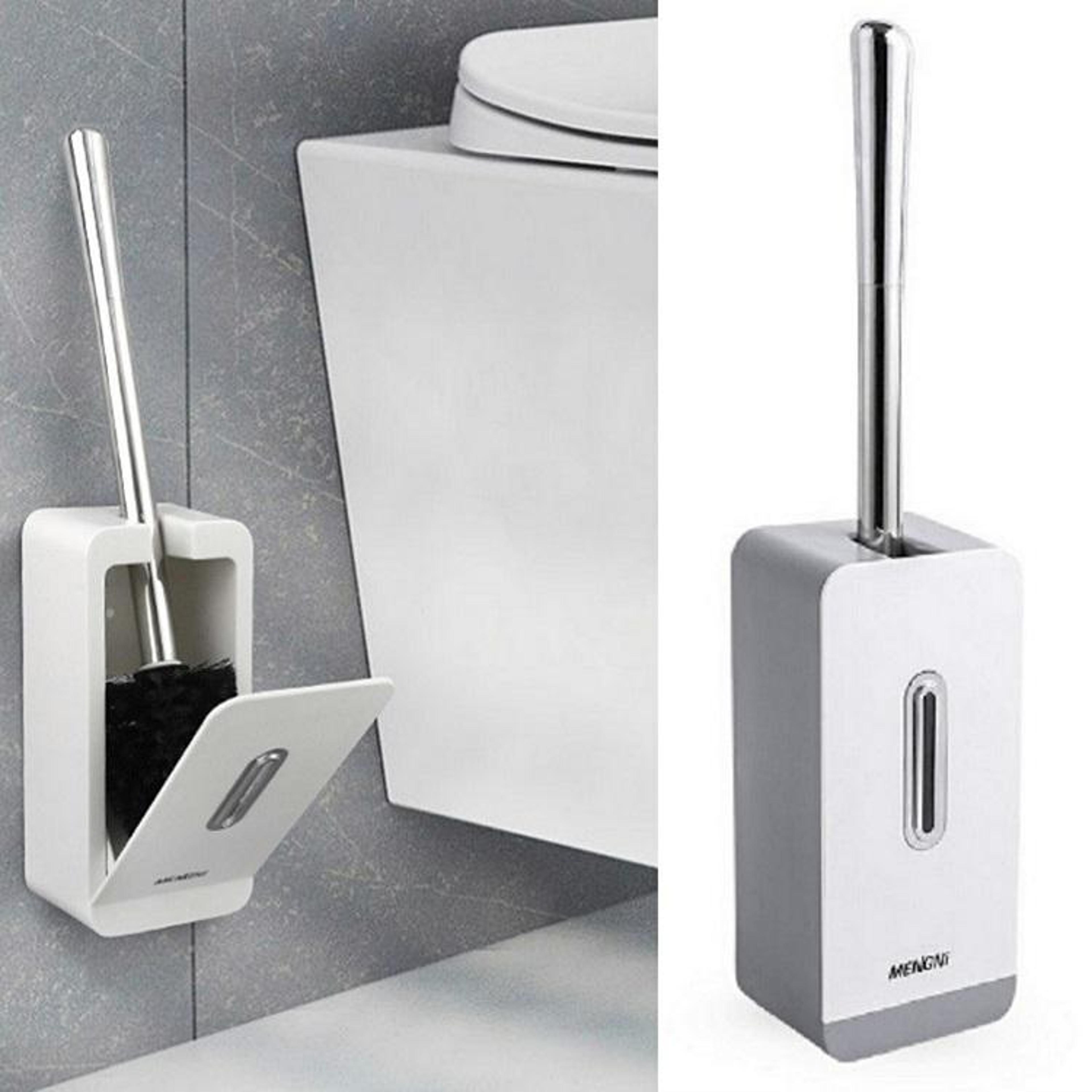 Wall Mounted Toilet Brush With Holder Long Handle Space Saving Bathroom Cleaner 5
