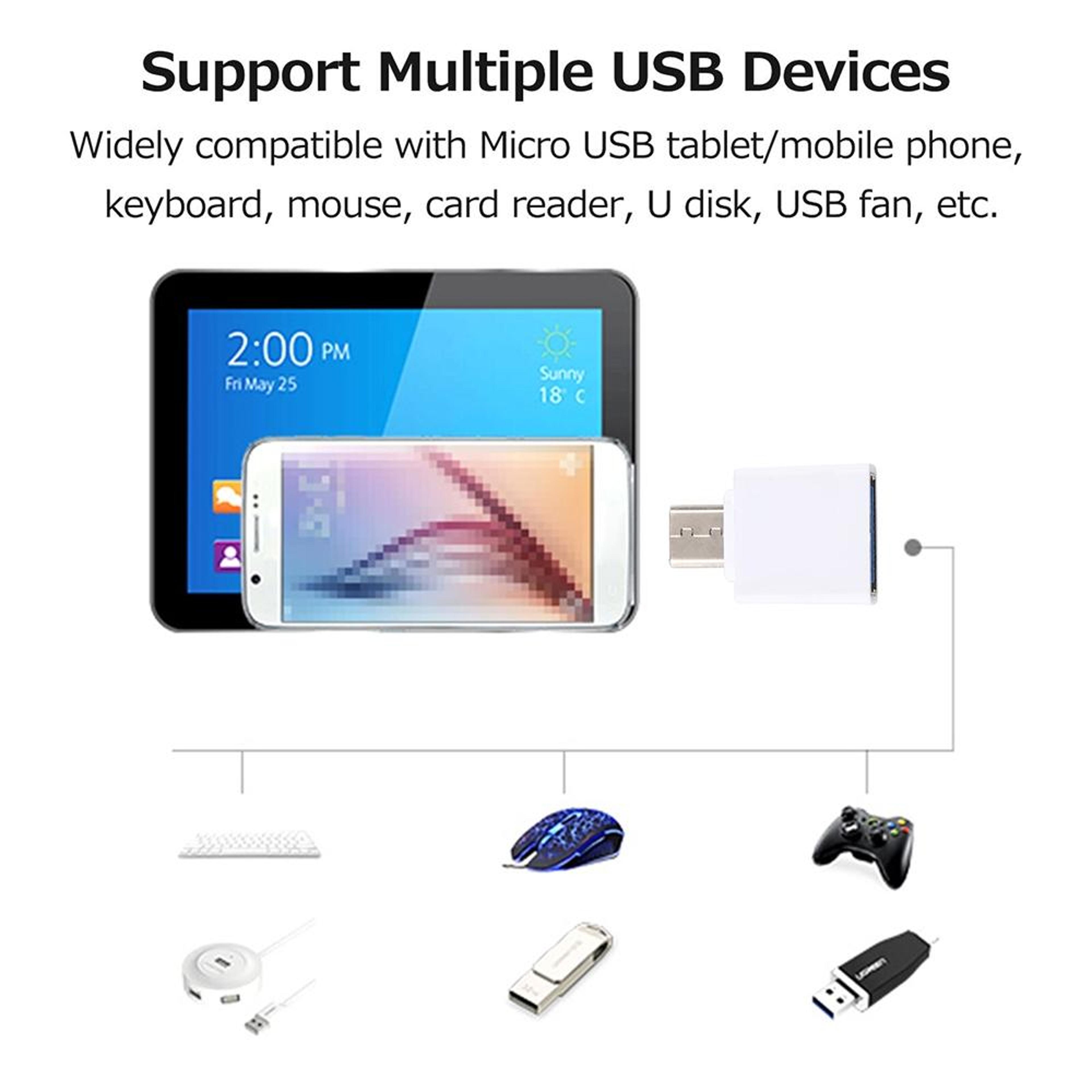 Micro USB OTG Adapter Cable For Flash Drive Keyboard Mouse Support 3