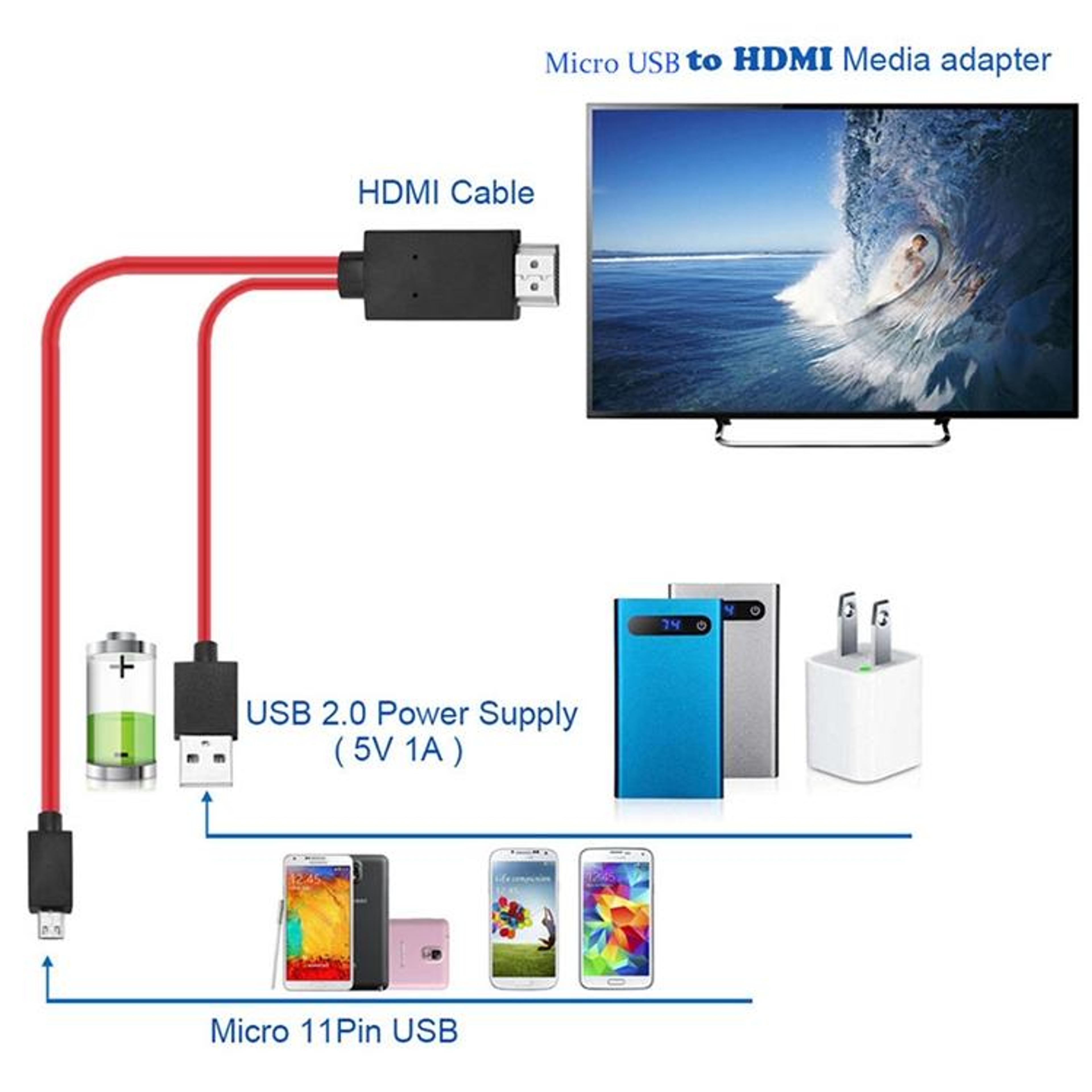 2m Full HD MHL Micro USB To HDMI Adapter Cable For Android Phones 2