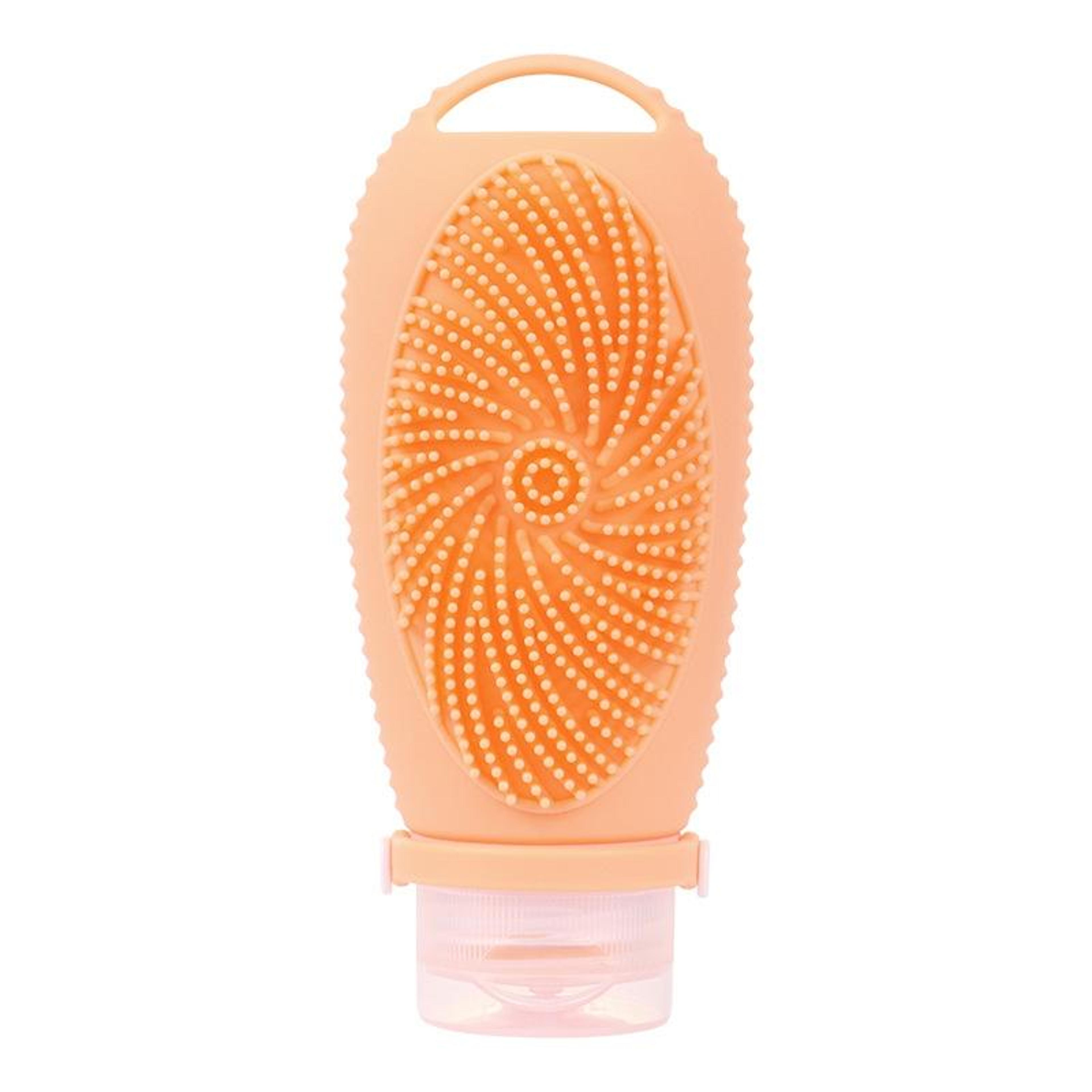 travel shower brush dispenser bottle portable shampoo & lotion scrubber