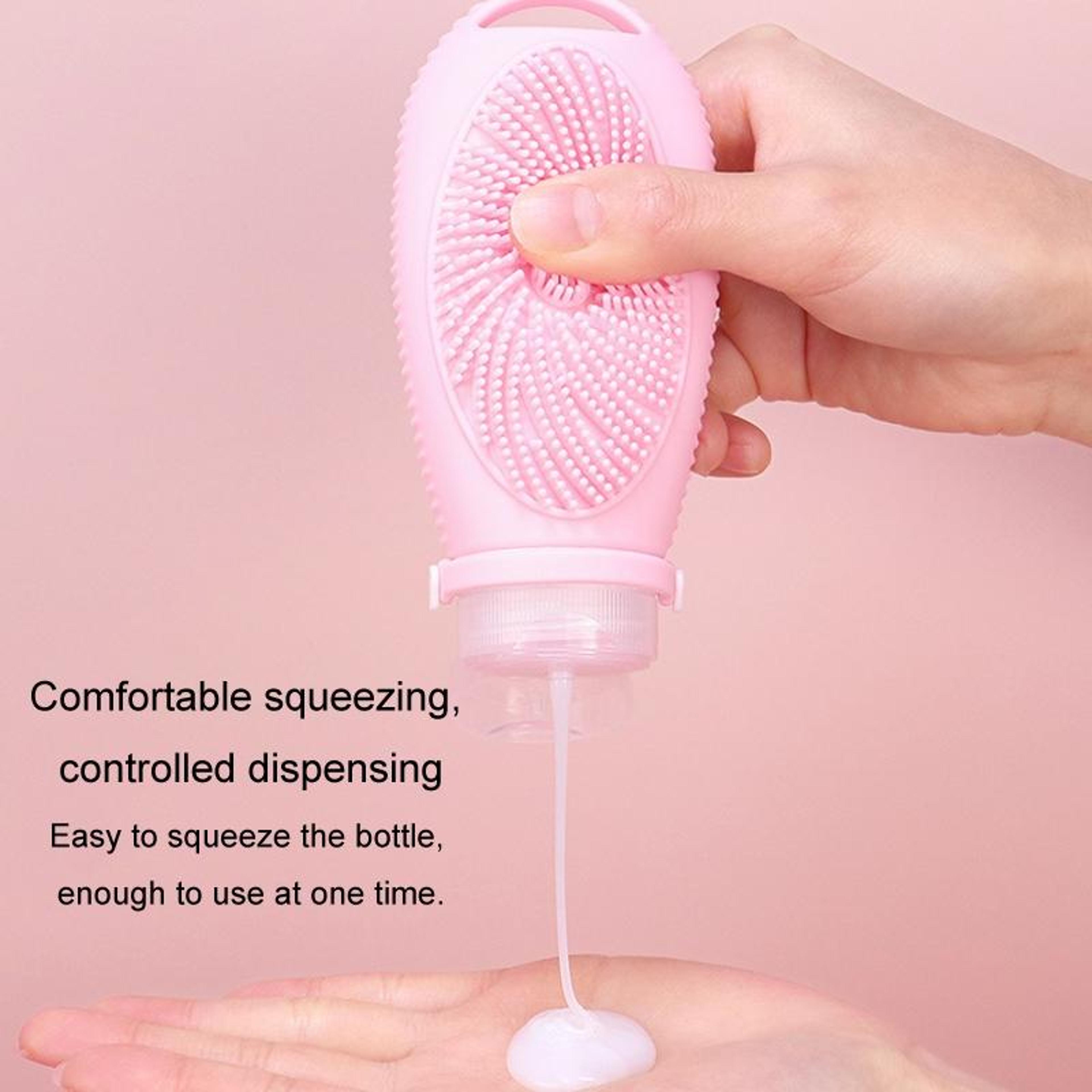 Travel Shower Brush Dispenser Bottle Portable Shampoo  Lotion Scrubber 7