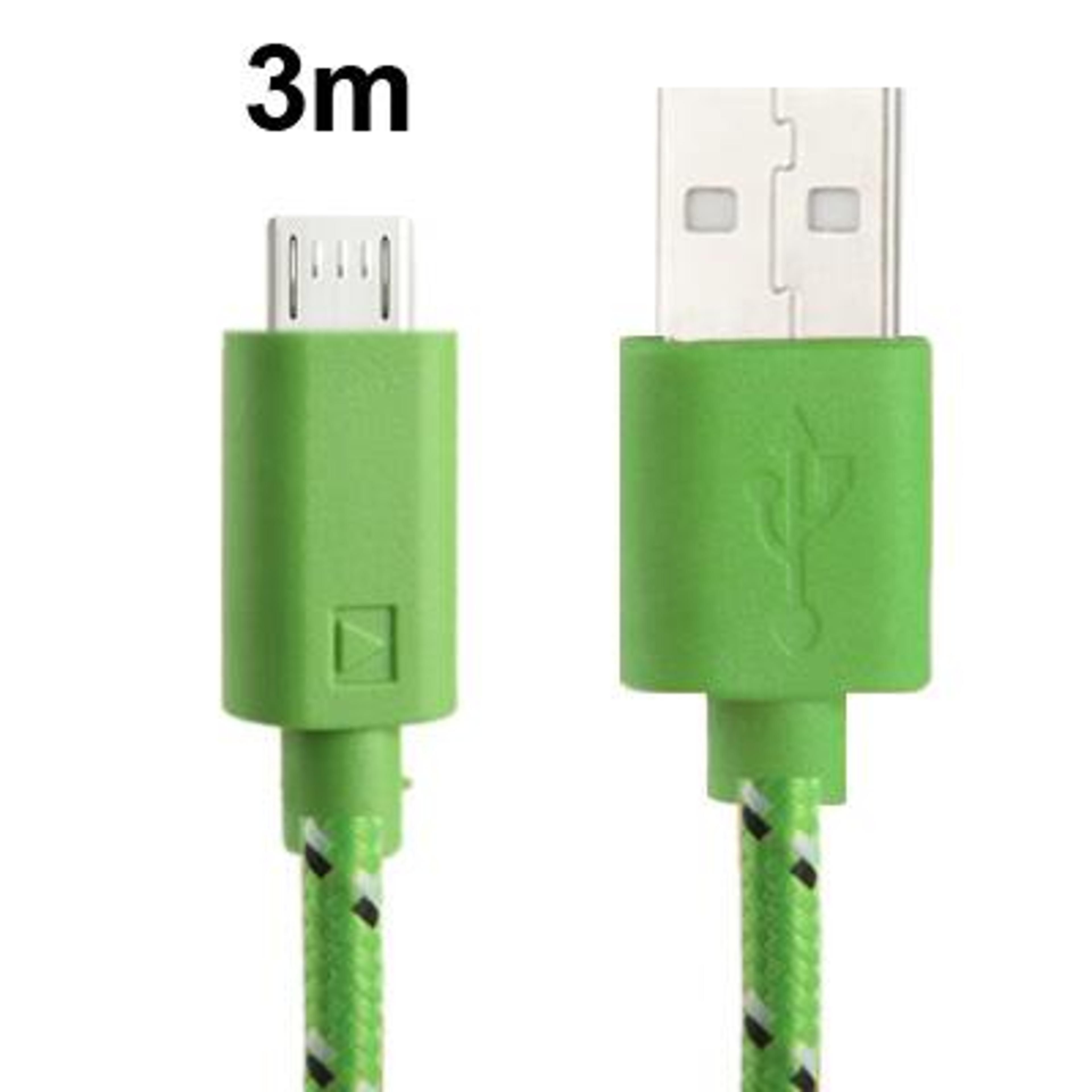 3m Nylon Braided Micro USB Cable 5 Pin Fast Charge  Data Transfer Cord 3