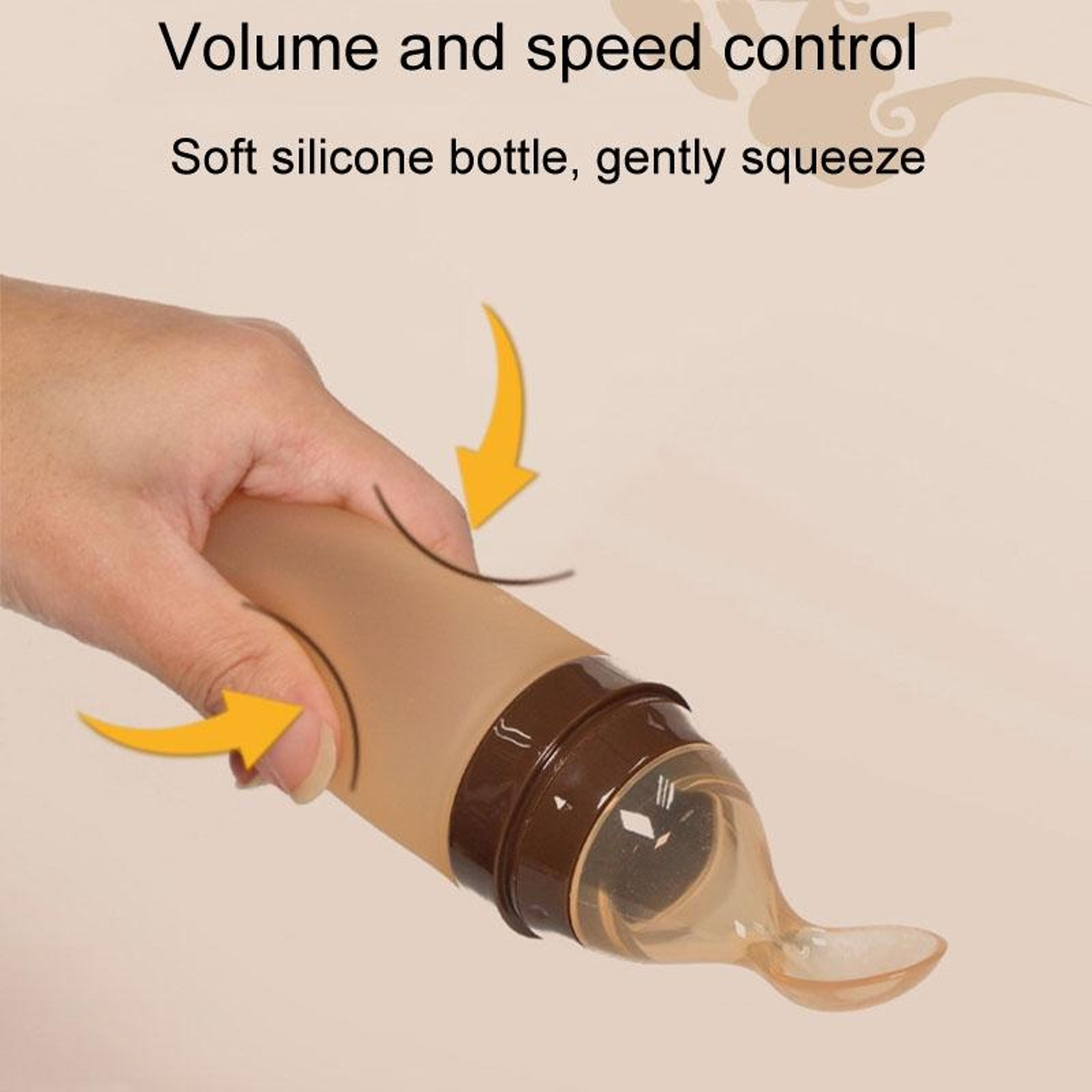 Silicone Baby Feeding Spoon Bottle Soft Squeeze Rice Paste Dispenser For Infants 6