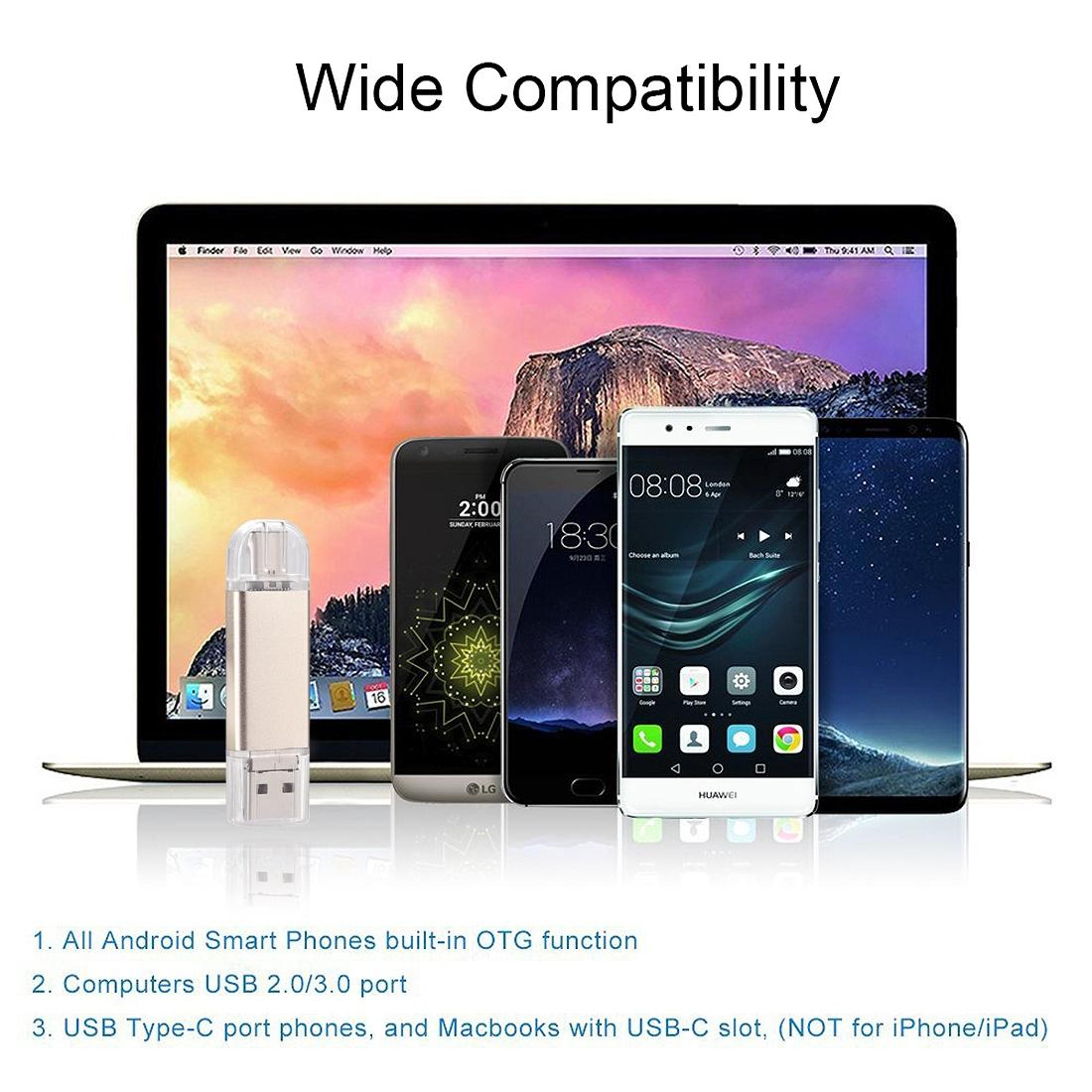 3 In 1 USB C Flash Drive OTG Dual USB Portable Storage Device For Phone Tablet  Laptop 9