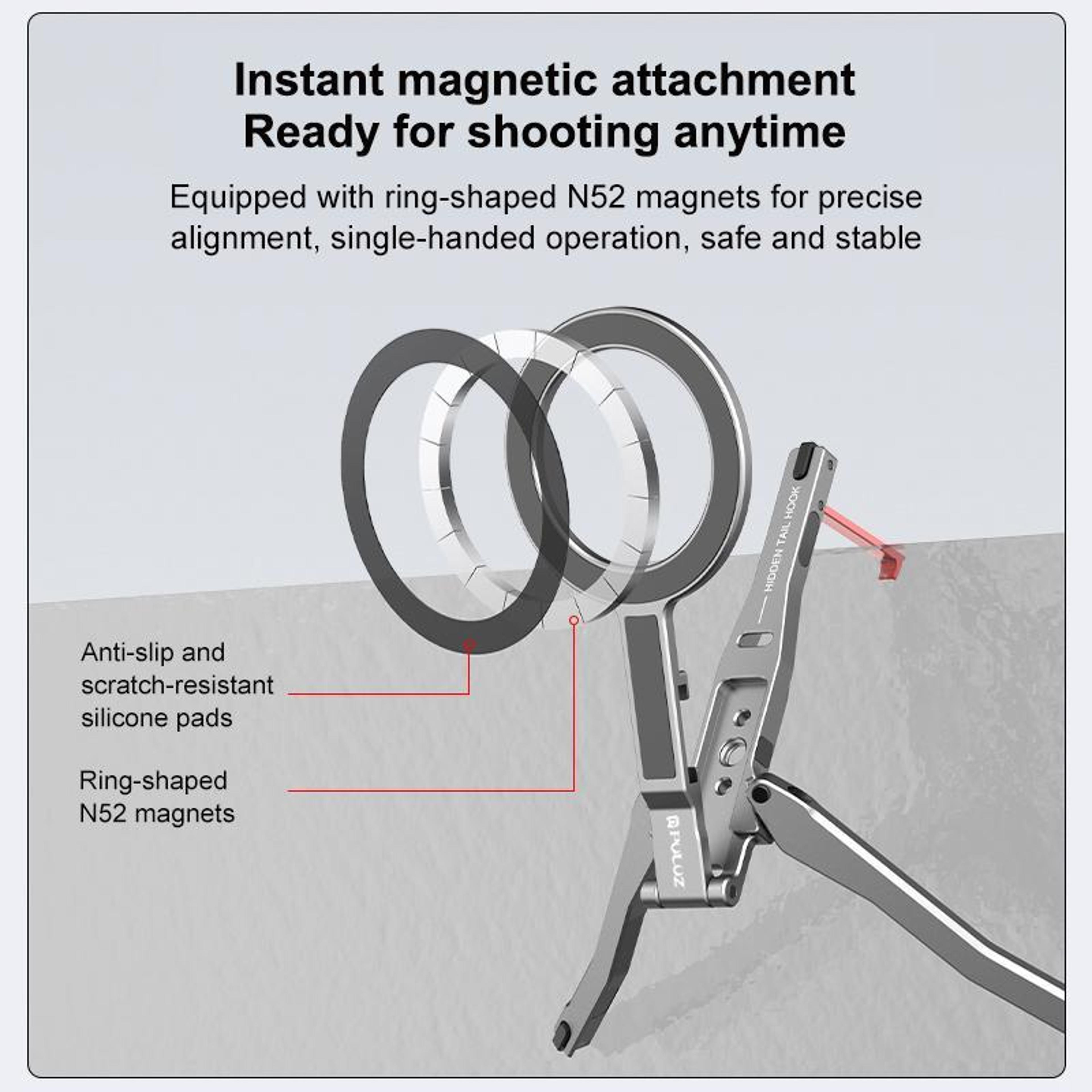 Foldable MagSafe Tripod Mount With Magnetic Phone Stand Grip And Desk Clamp 3