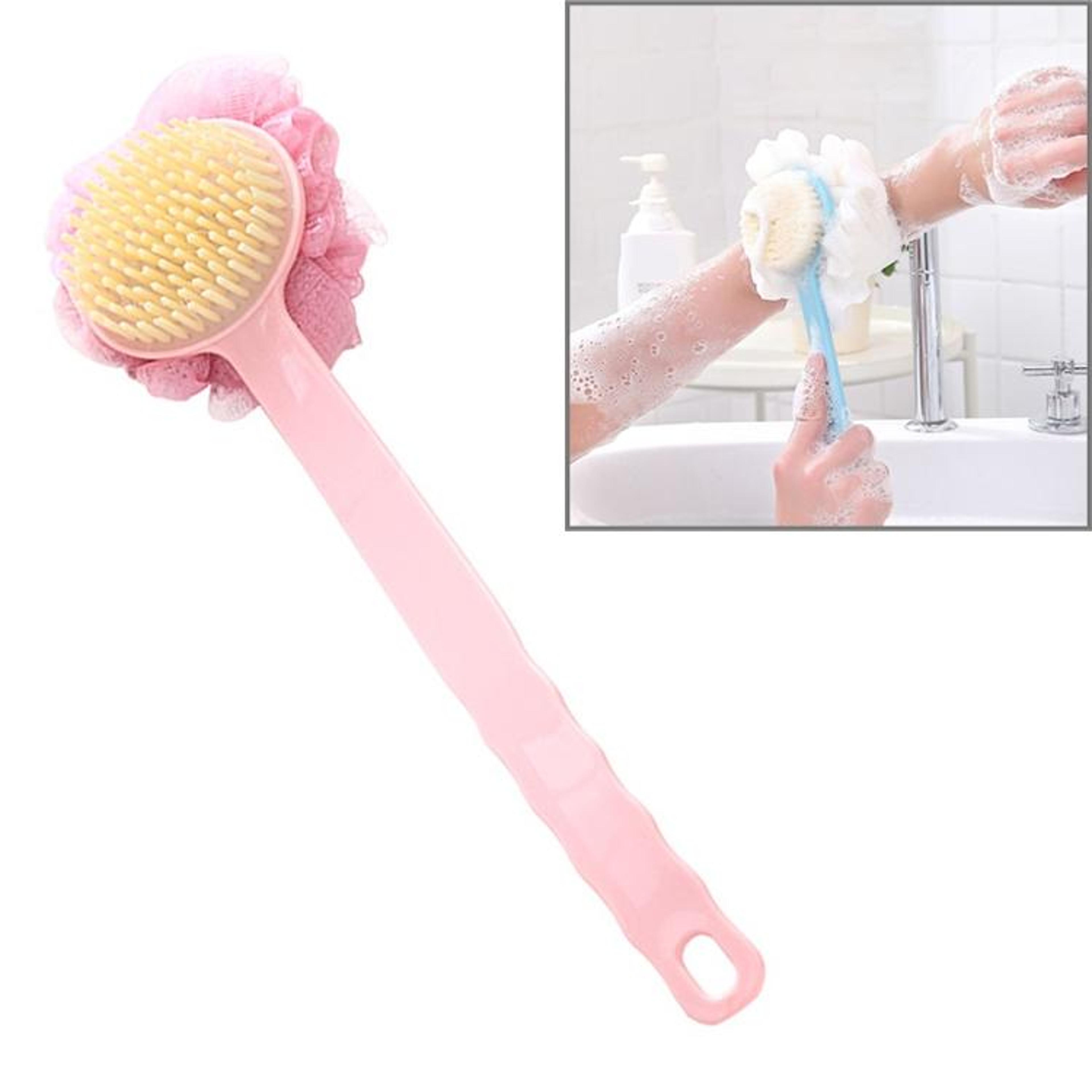 Long Handle Bath Brush And Loofah Soft Bristle Back Scrubber Pink 8