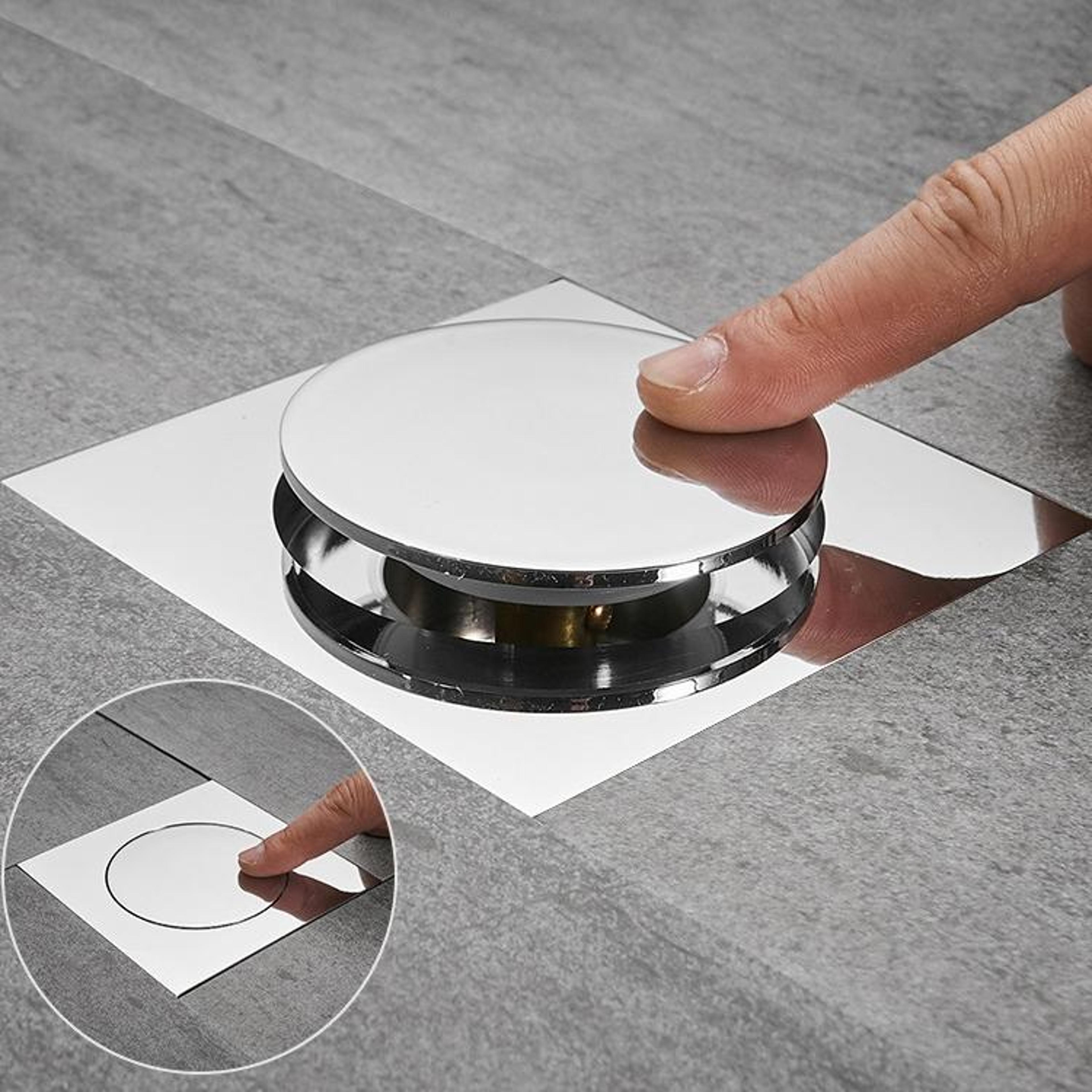 Gravity Seal Foot Operated Floor Drain Cover For Bathroom Anti Odor Anti Clog 7