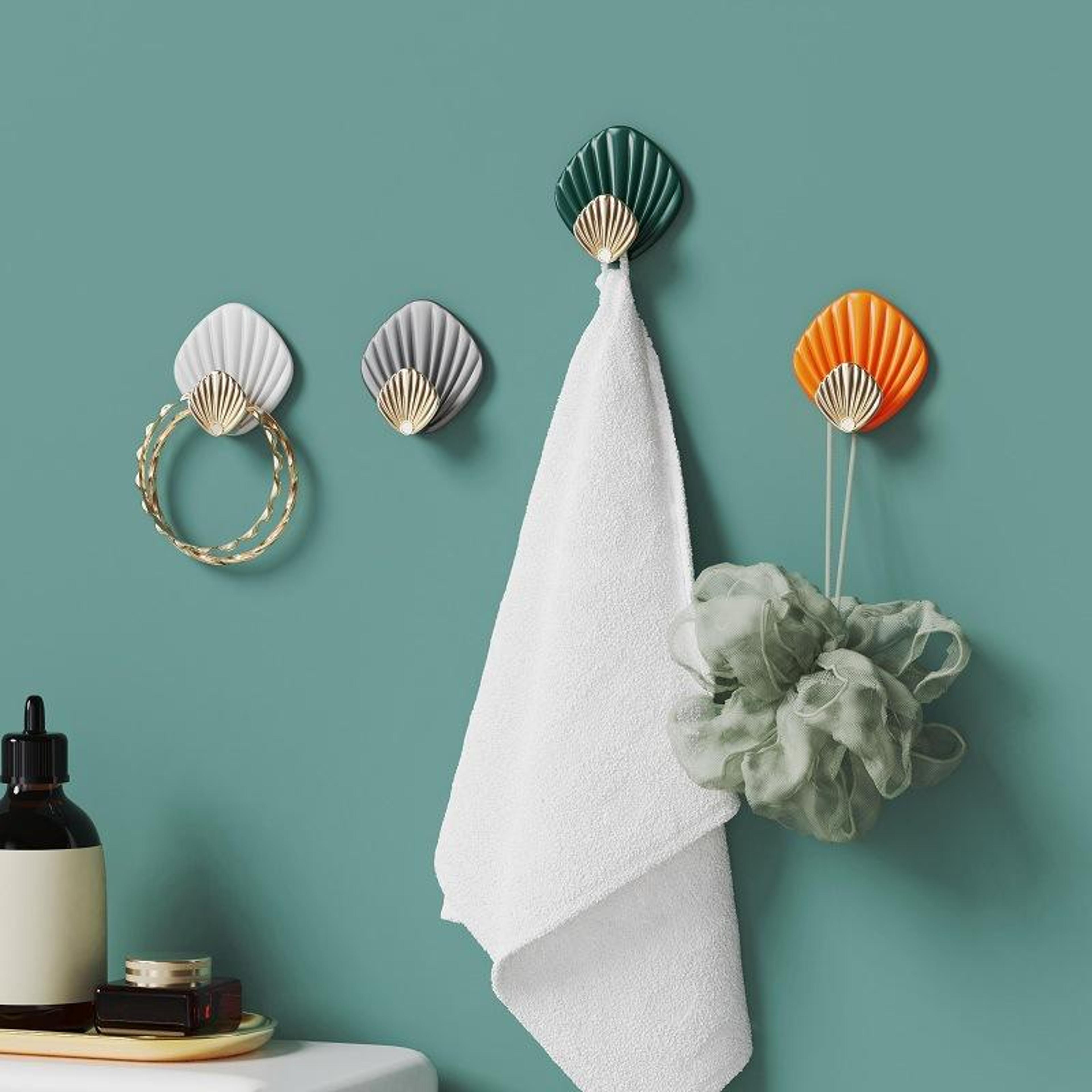 Seashell Adhesive Wall Hooks Set  No Drill Waterproof Bathroom  Kitchen Sticky Hooks 9