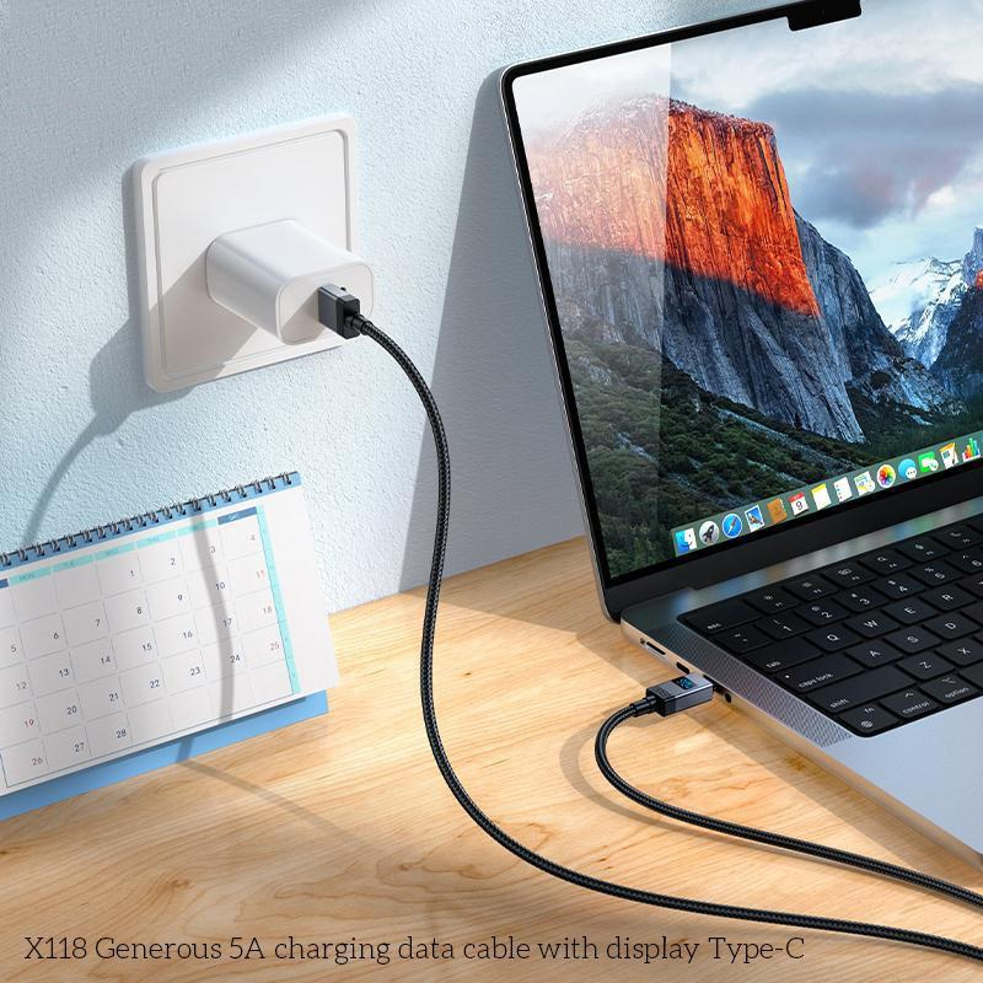 Fast Charging USB C Cable With LED Display Durable Braided 3