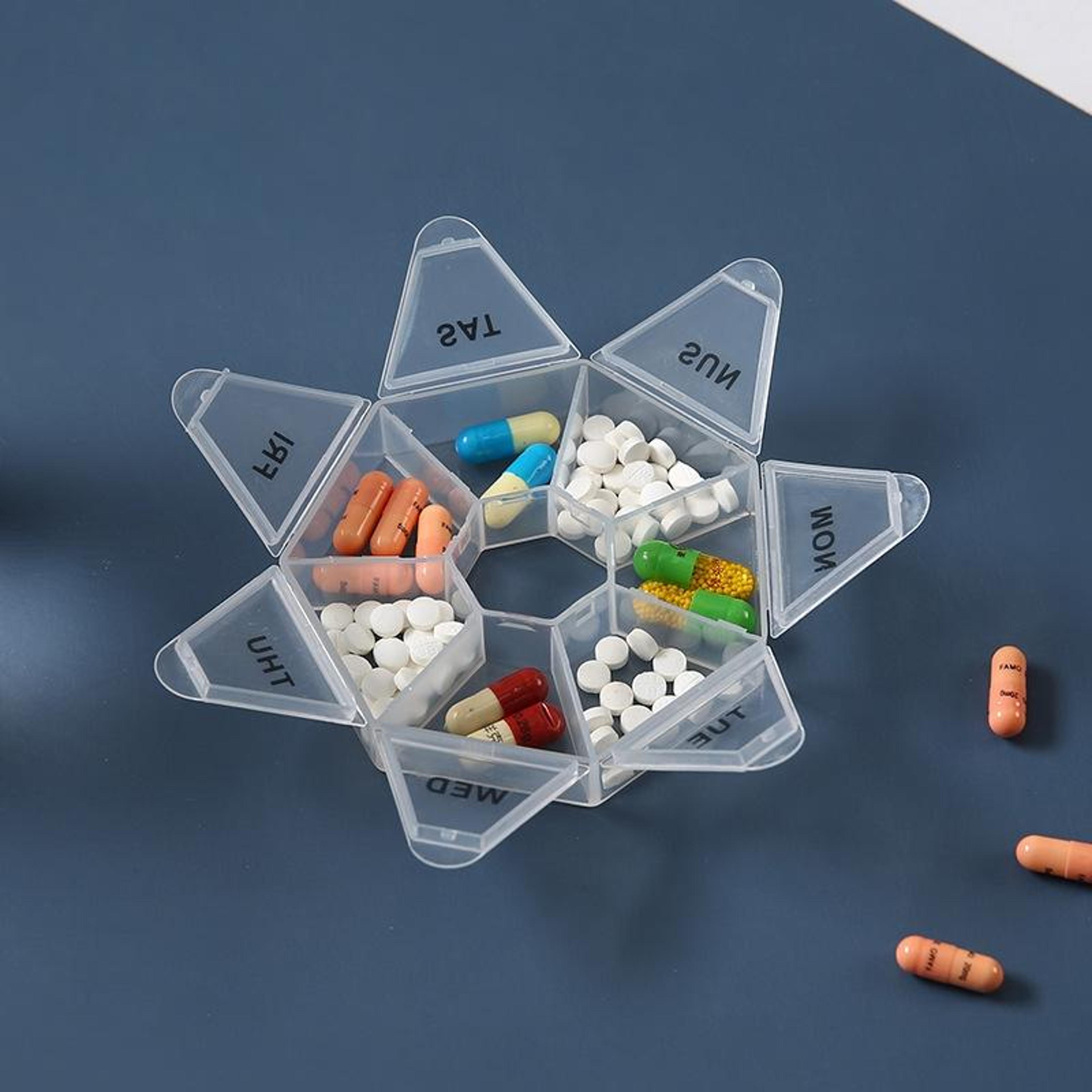 Portable Weekly Pill Organizer 7 Grid Travel Pill Case Moisture Proof Storage Set 0