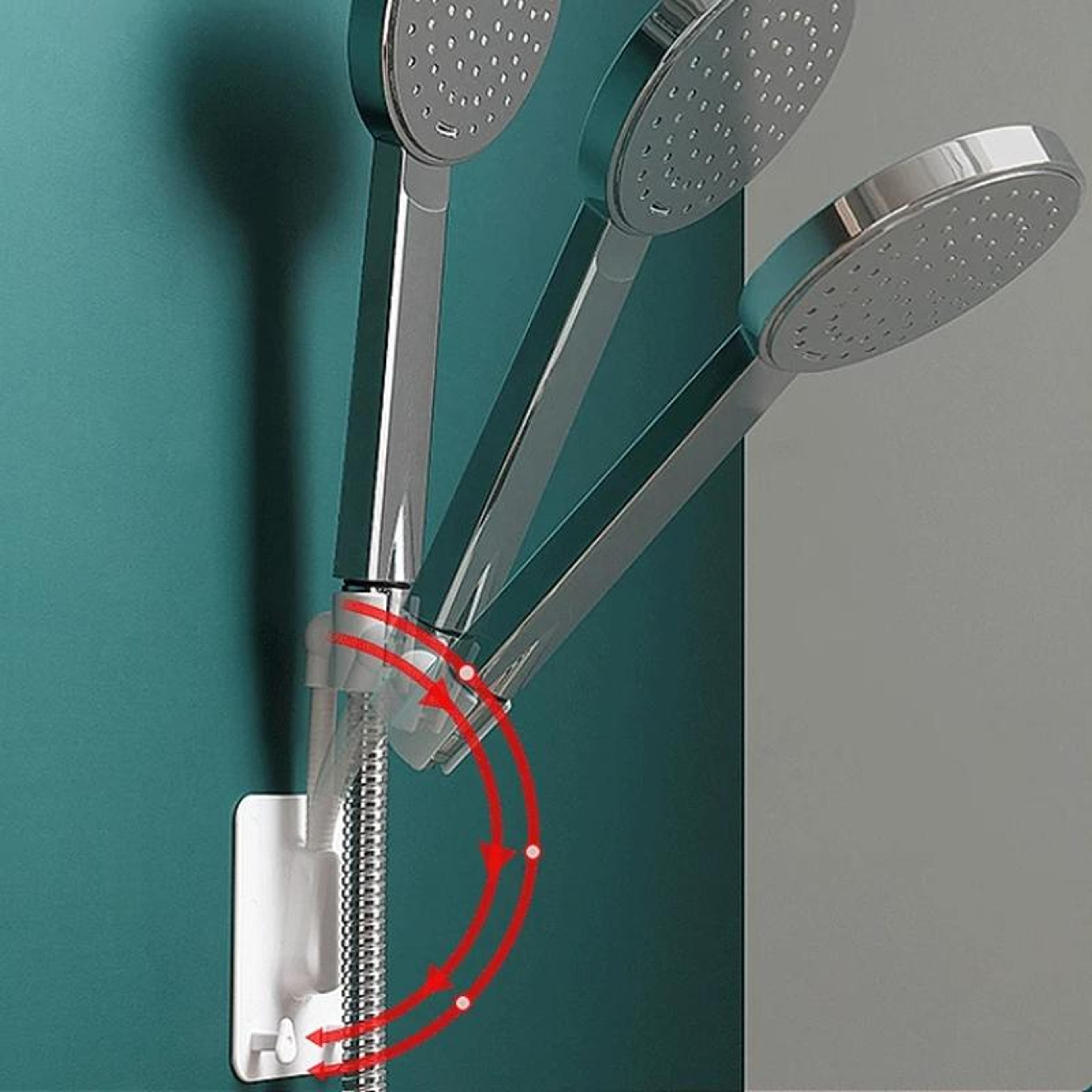No Drill Adjustable Shower Shelf With Rotating Bathroom Organizer Hook 2