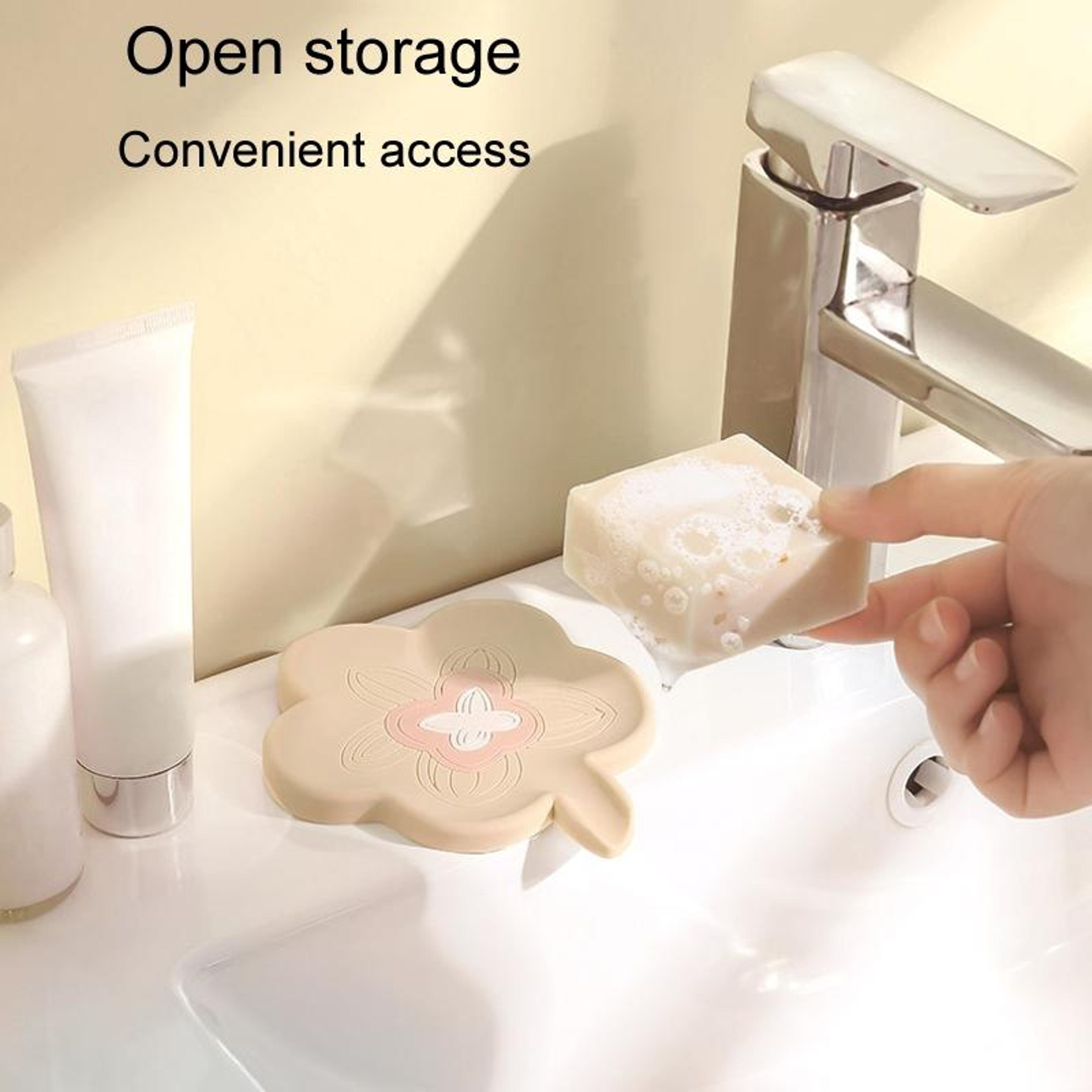 Self Draining Silicone Soap Dish Non Slip Drainage Holder 2