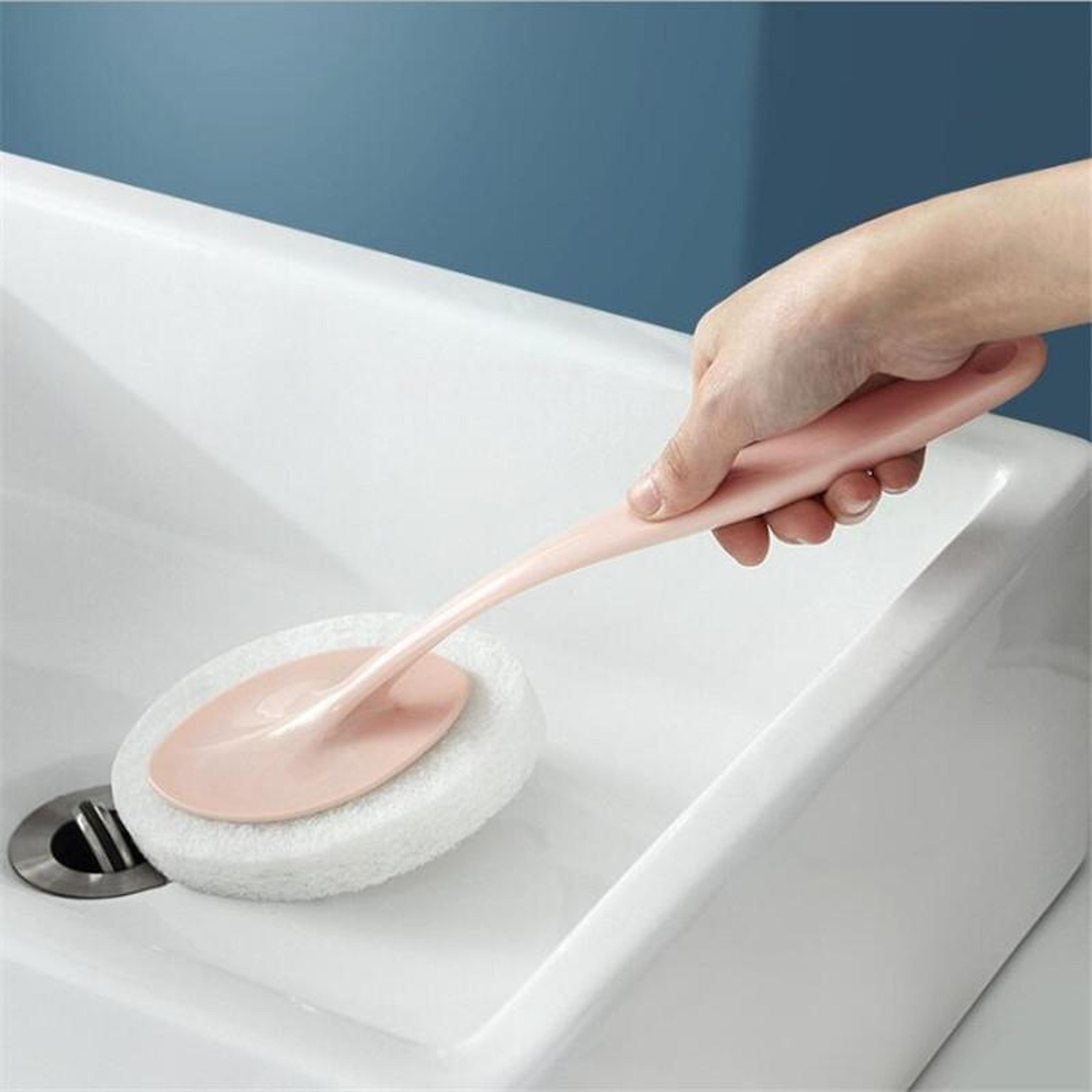 Long Handle Bathroom Sponge Brush For Tile Tub  Floor Cleaning 2