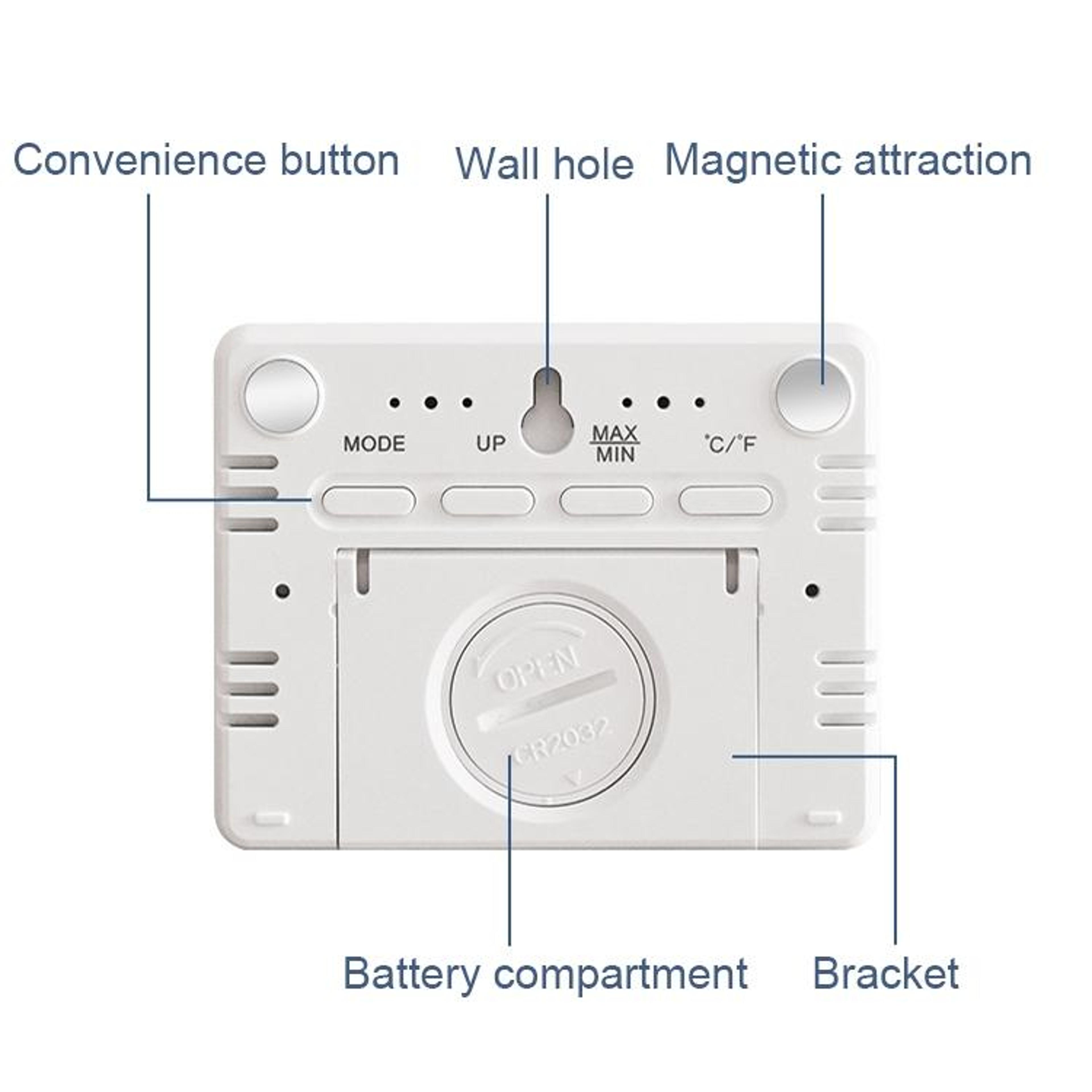 Magnetic Digital Clock With Temperature  Humidity Display Wall Mount LCD Alarm Clock 3