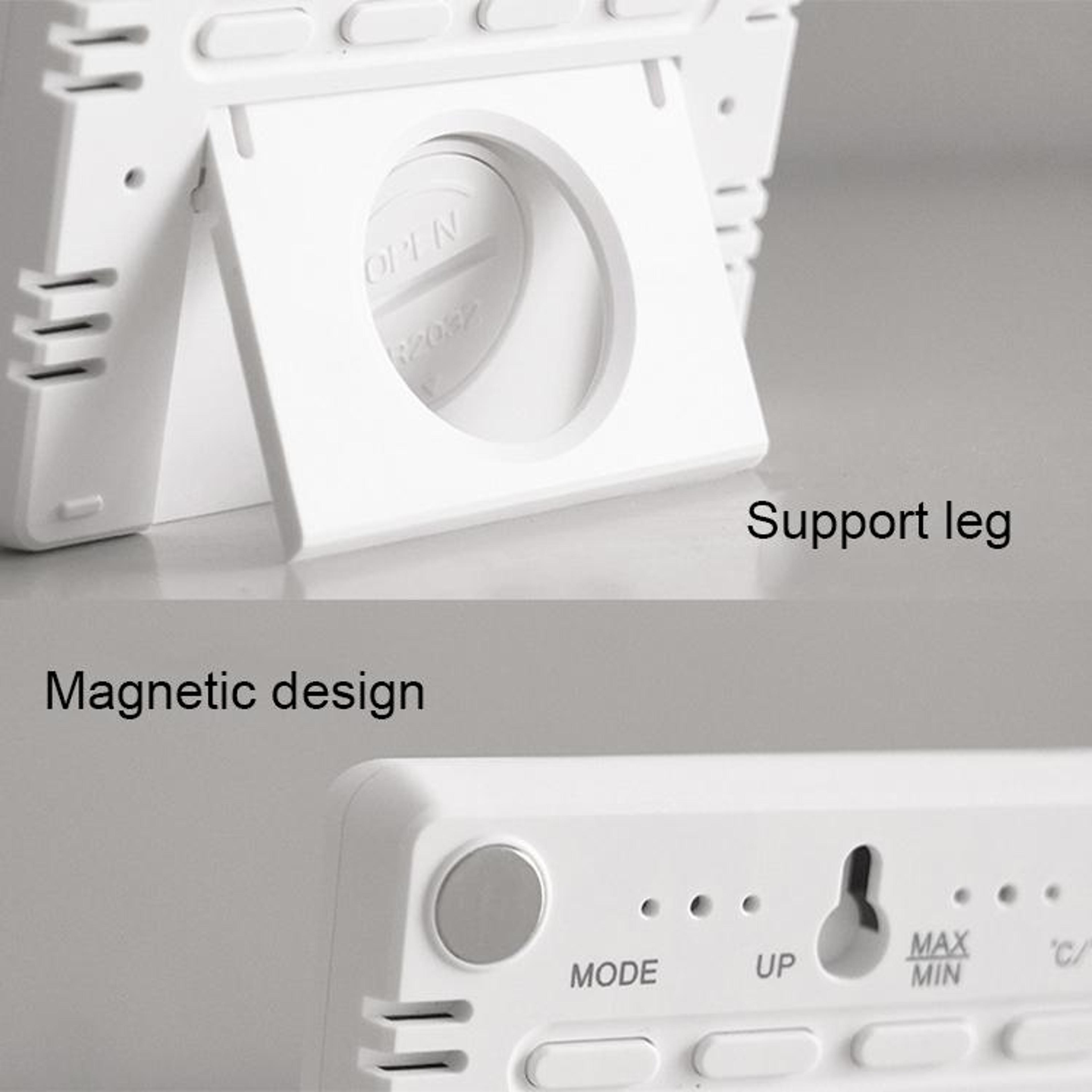 Magnetic Digital Clock With Temperature  Humidity Display Wall Mount LCD Alarm Clock 5