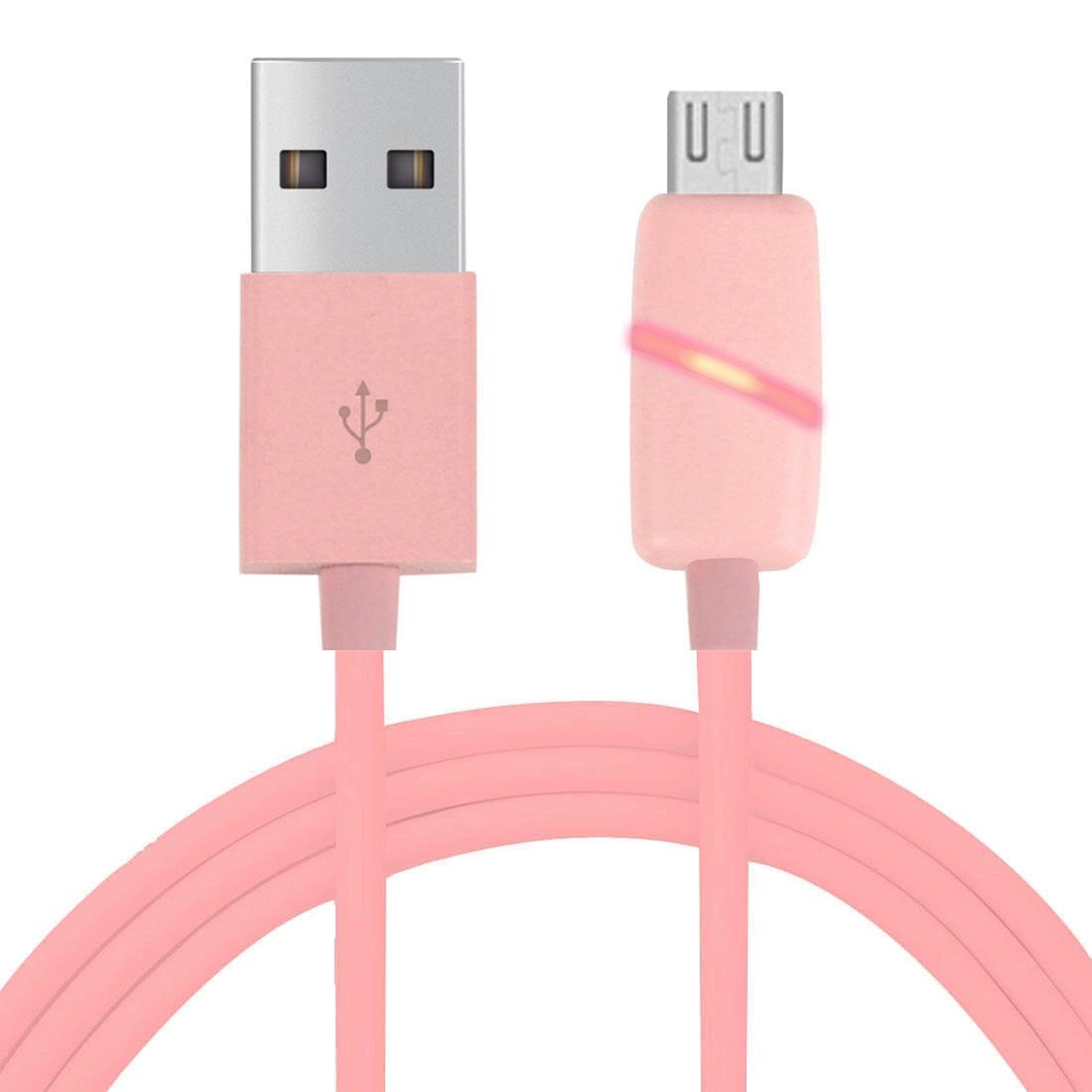 led micro usb cable with indicator light & bobbin storage case 1m fast charging data sync cord