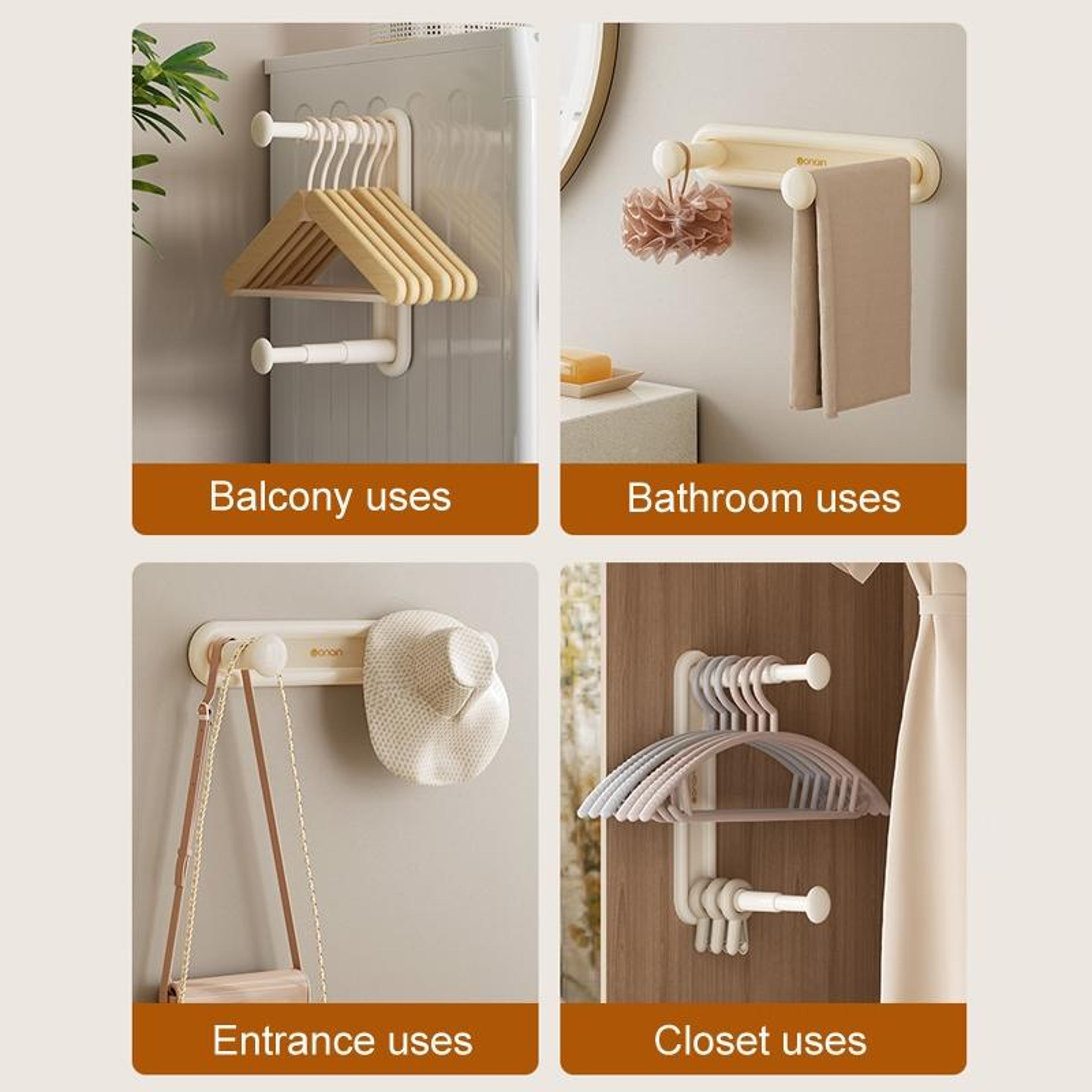 Retractable Clothes Rack Wall Mounted Drying Shelf Space Saving Laundry Organizer 8