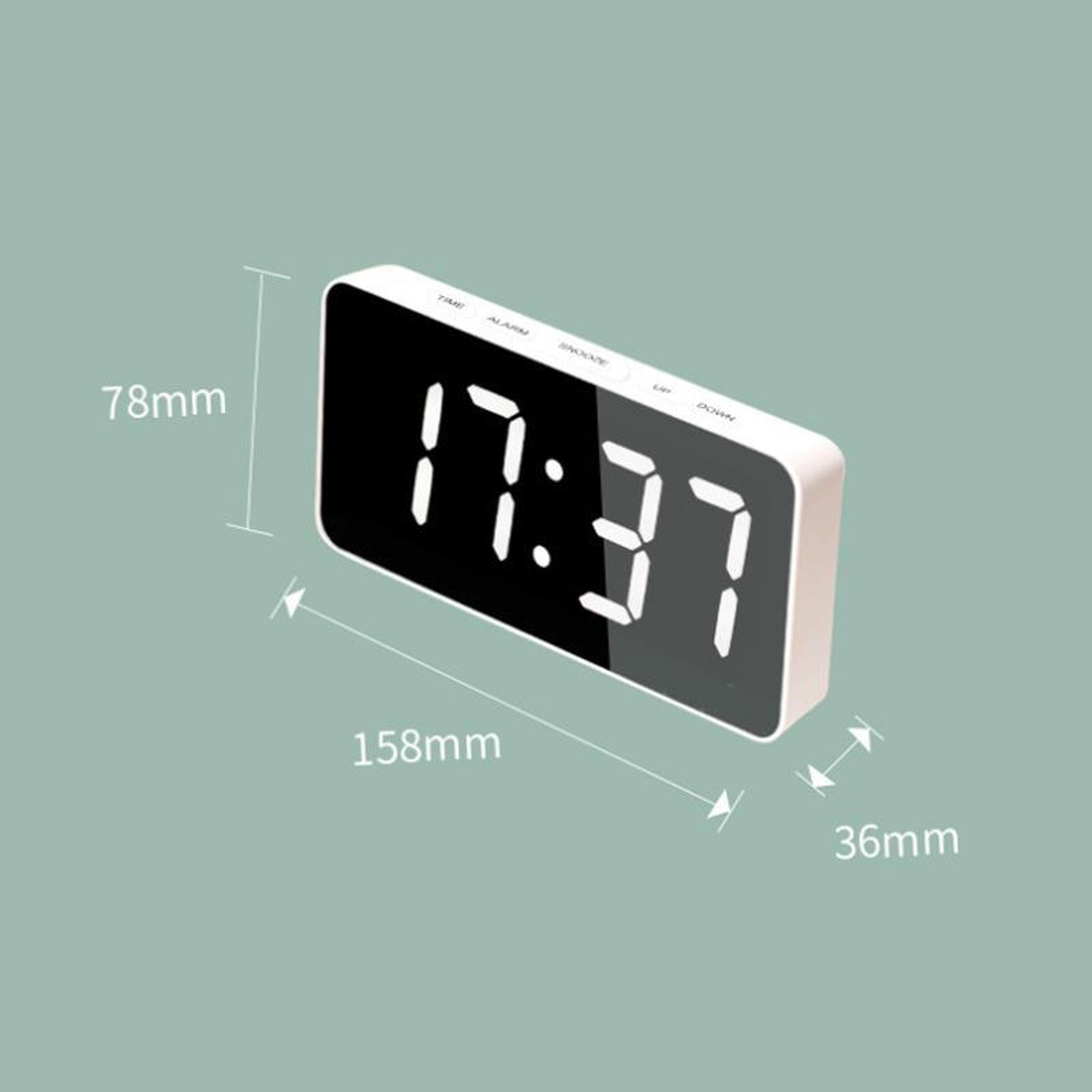 LED Mirror Alarm Clock With USBC Charging  Battery Backup Digital Desk Clock 9