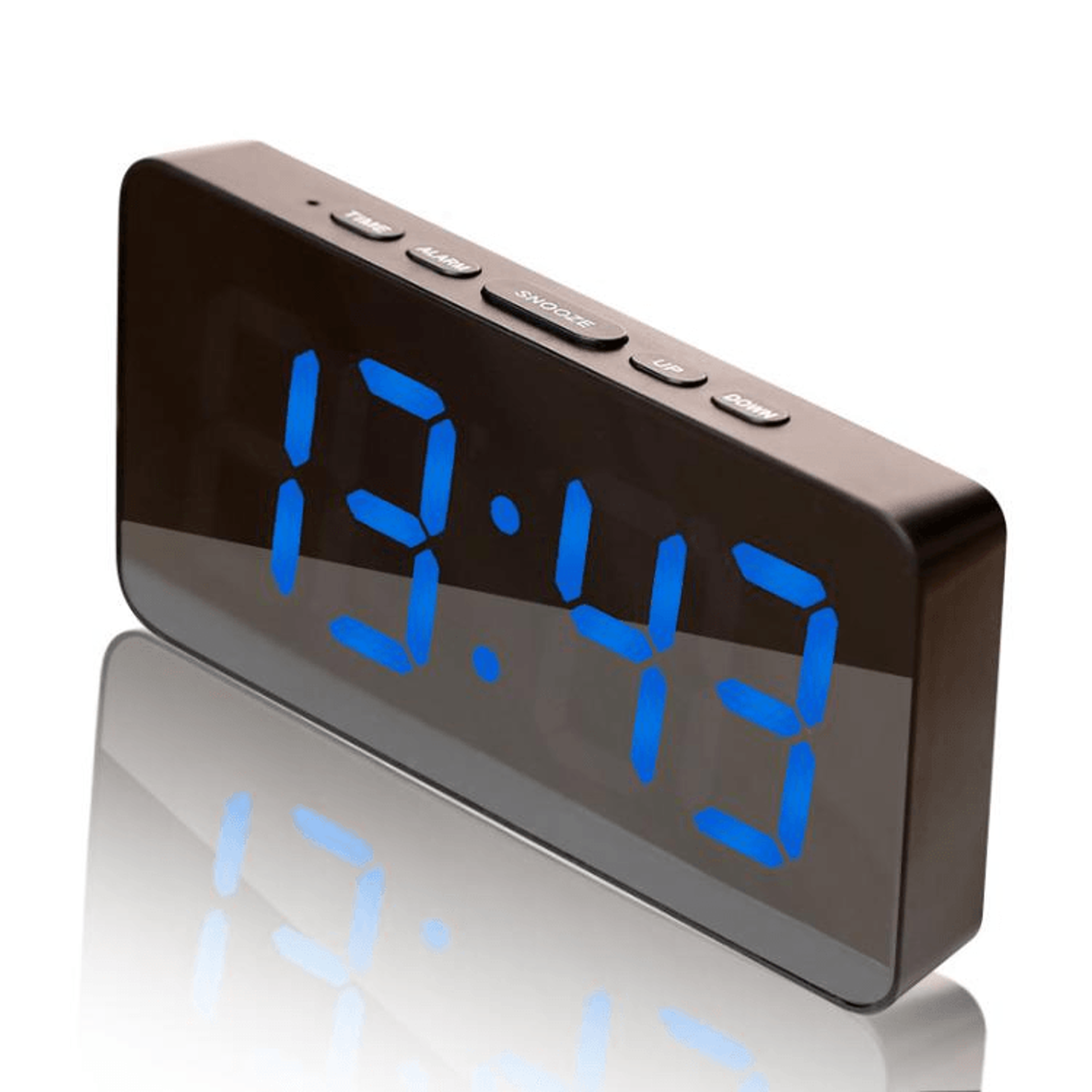 LED Mirror Alarm Clock With USBC Charging  Battery Backup Digital Desk Clock 13