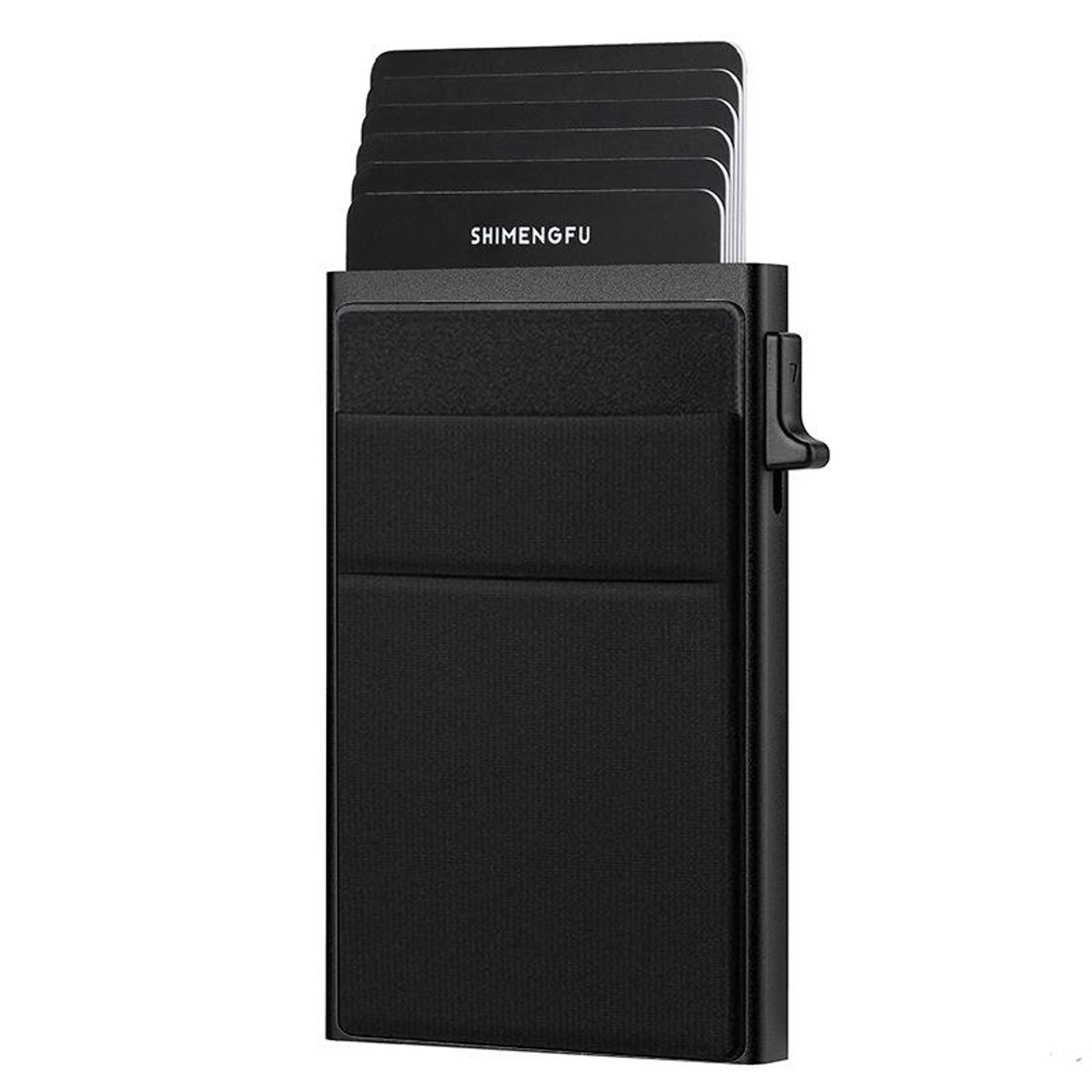 Slim RFID Blocking Metal Wallet Pop Up Card Holder For Men Minimalist Business Card Case 5