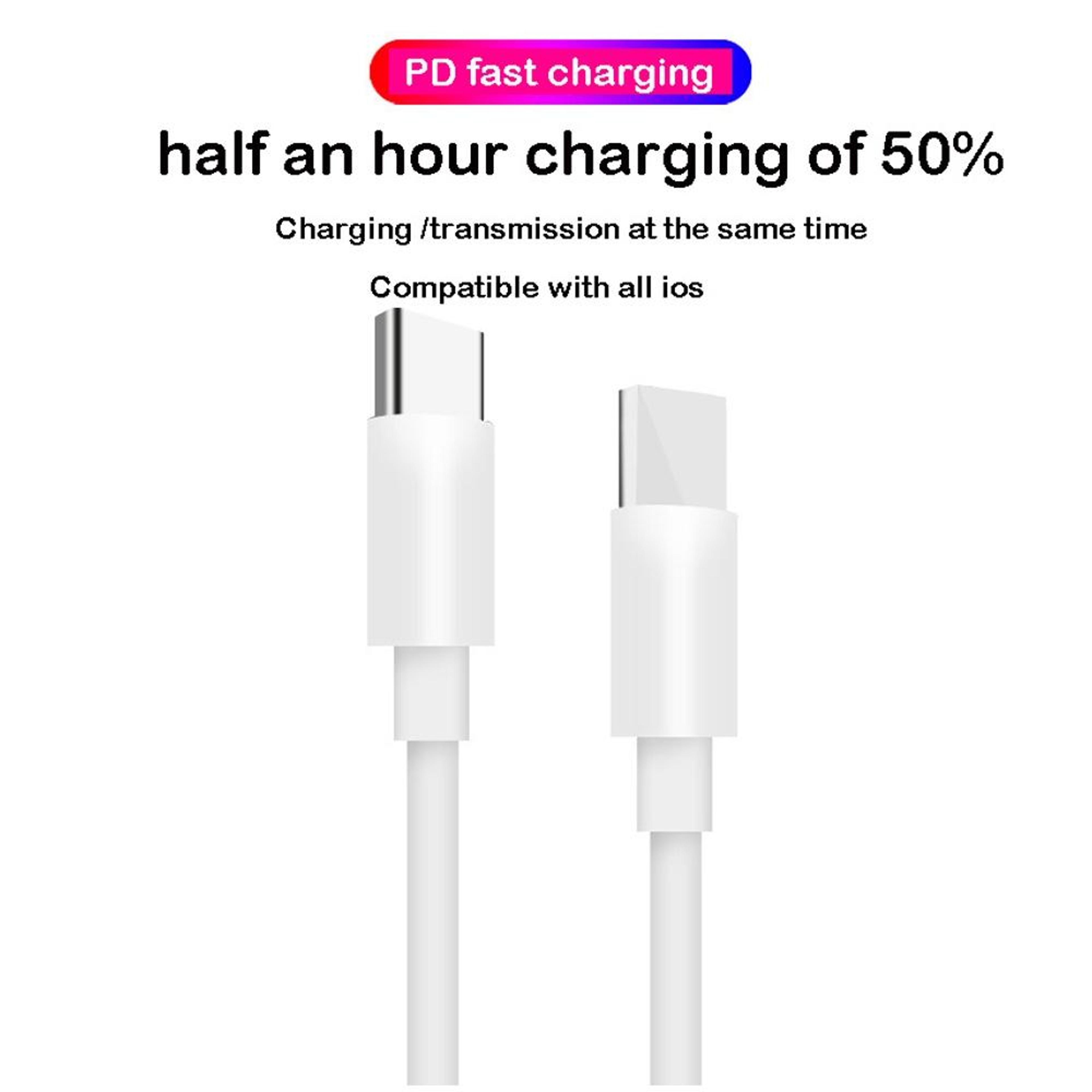 USB C Fast Charging Cable 3A PD Data Transfer Cord For Phones Tablets Laptops 1